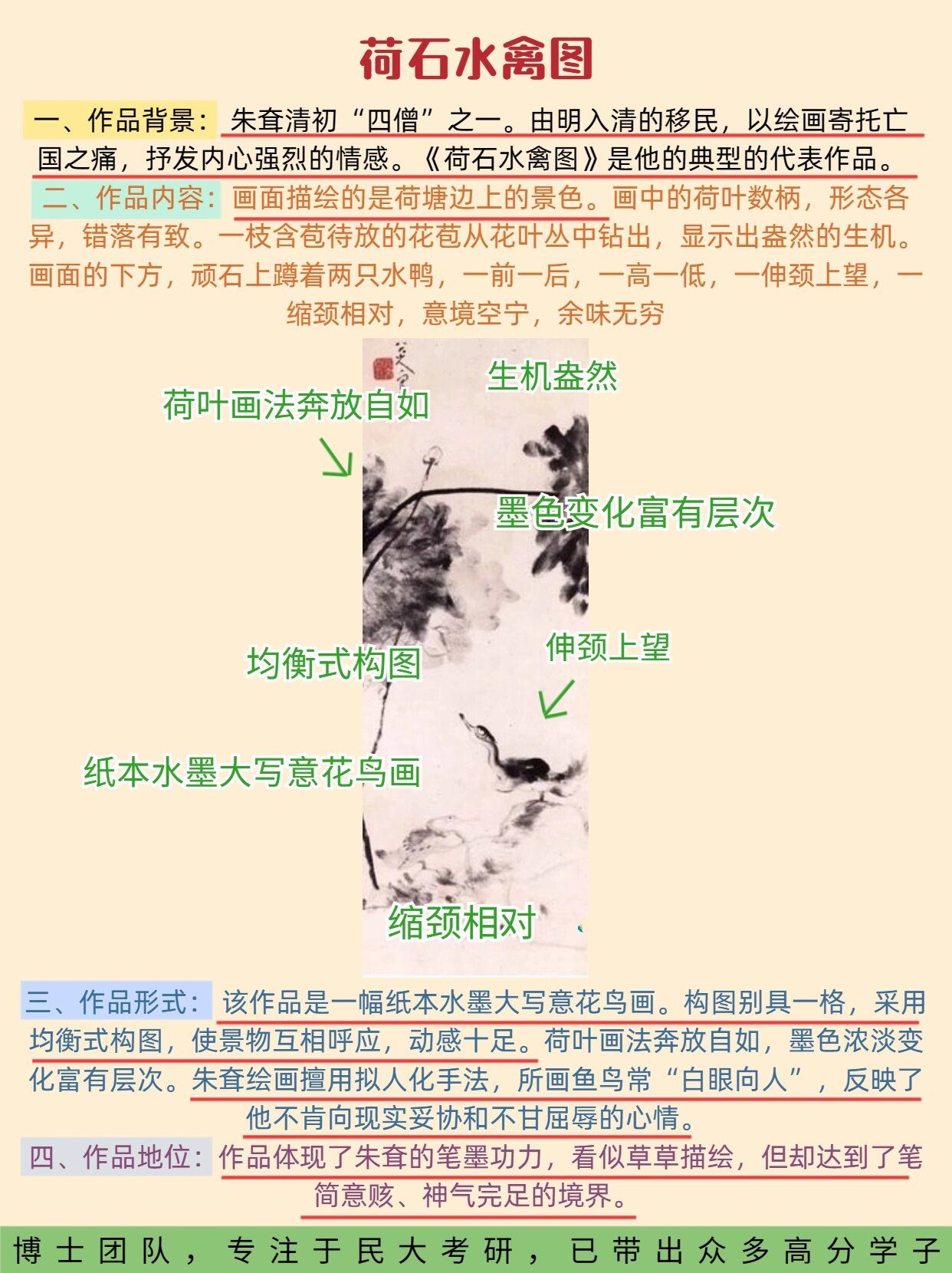 每日一篇|美术考研|作品赏析《荷石水禽图》