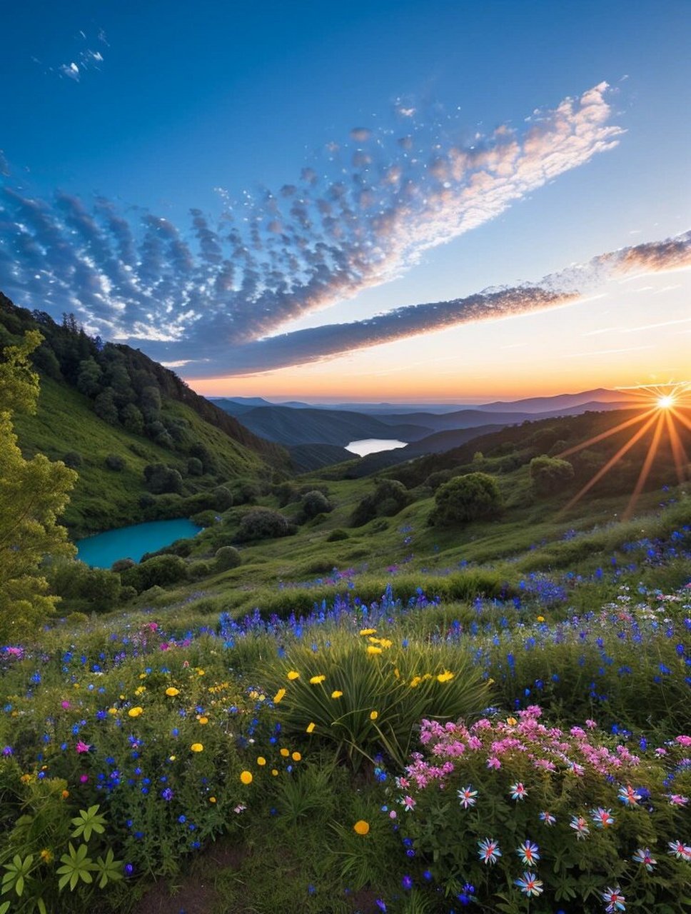 夏季山谷里治愈系美景