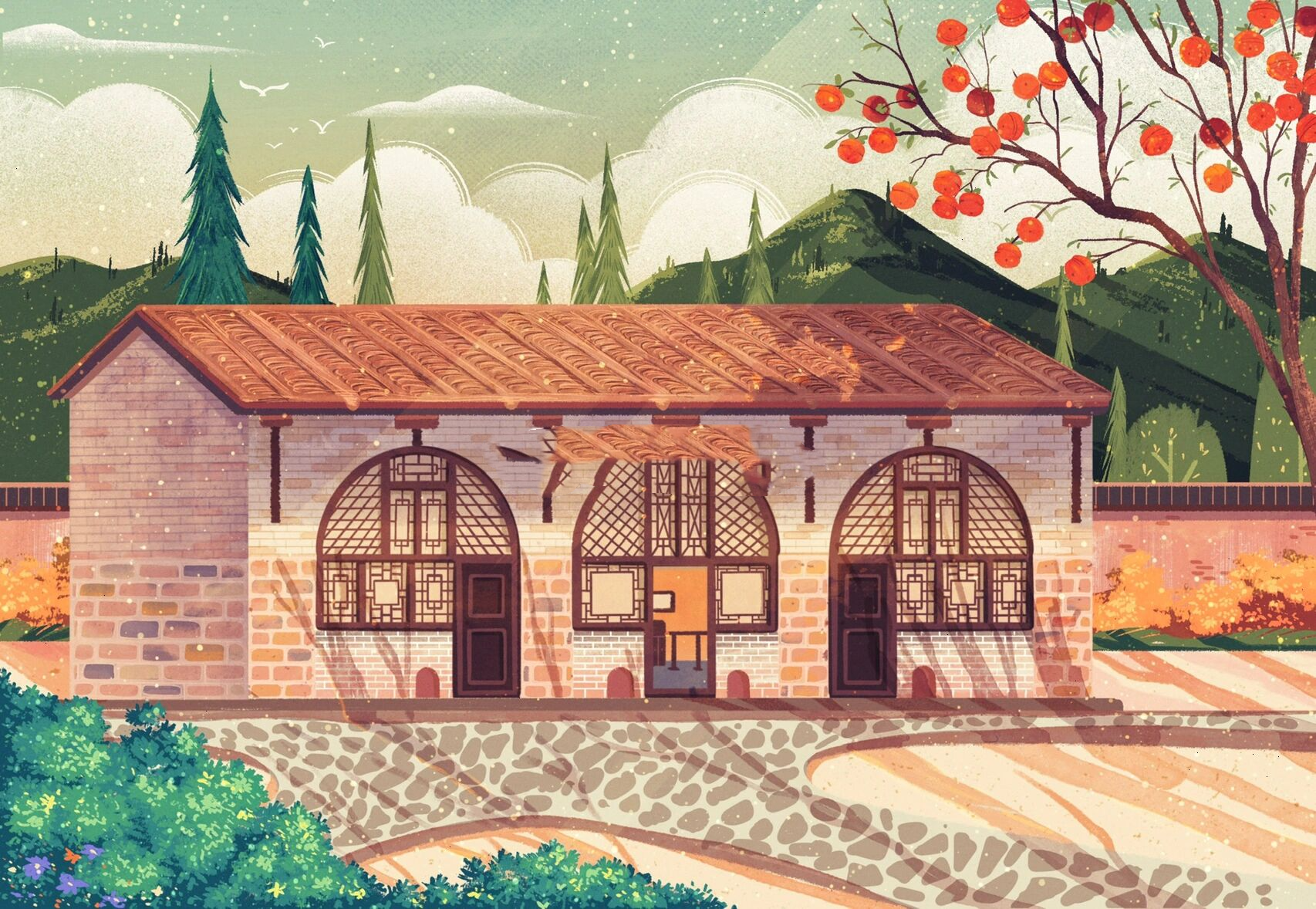 城市插画系列007·石家庄|西柏坡