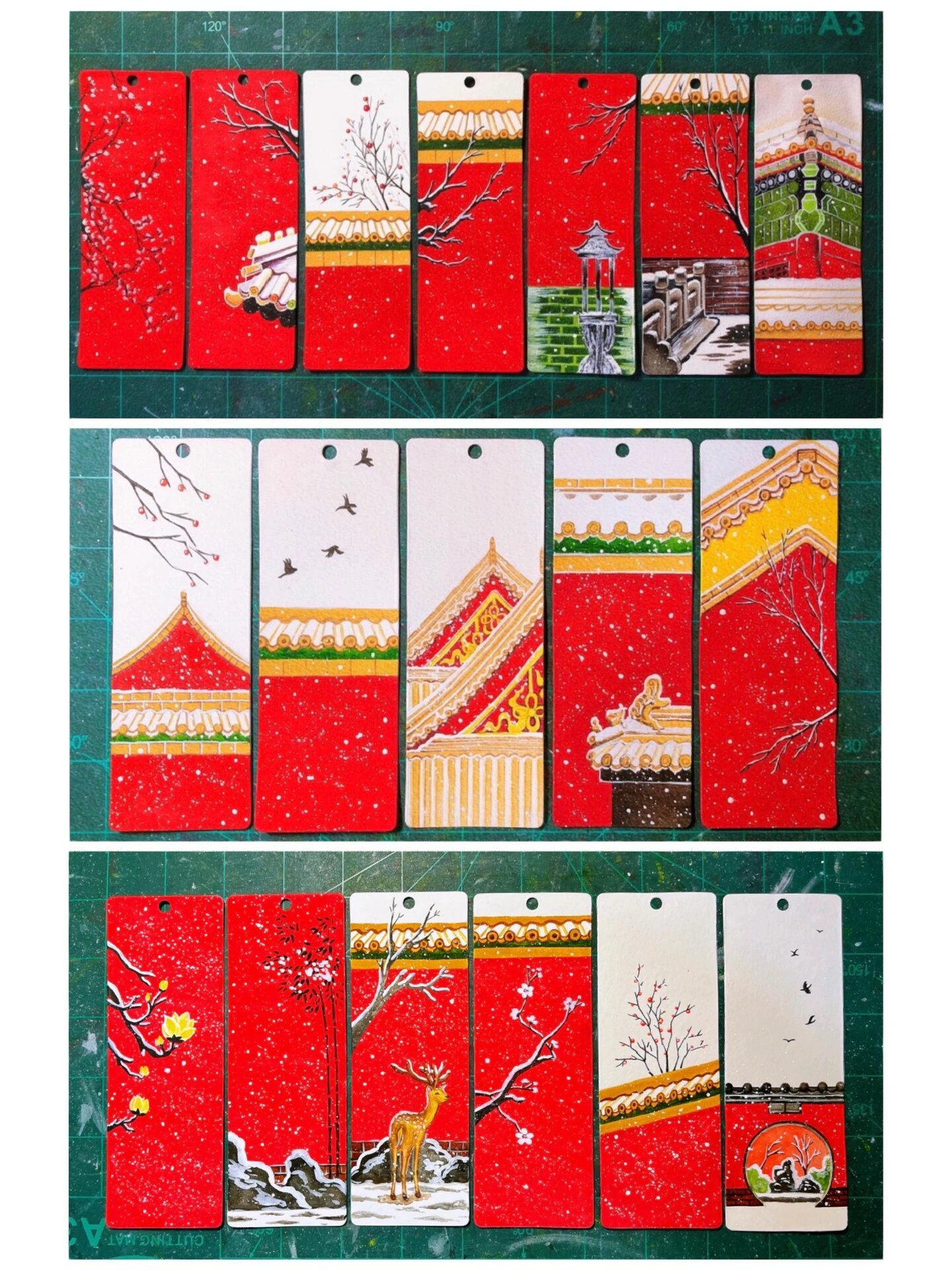 故宫水彩书签🔖故宫红墙雪❄️一套附过程