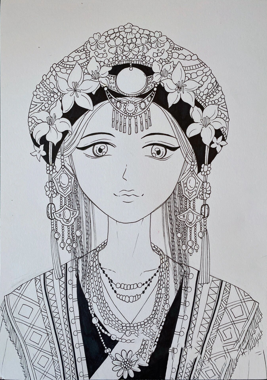 最美民族风原创手绘 作品收录在婳小画原创手绘临摹卡 	 高级卡中的一