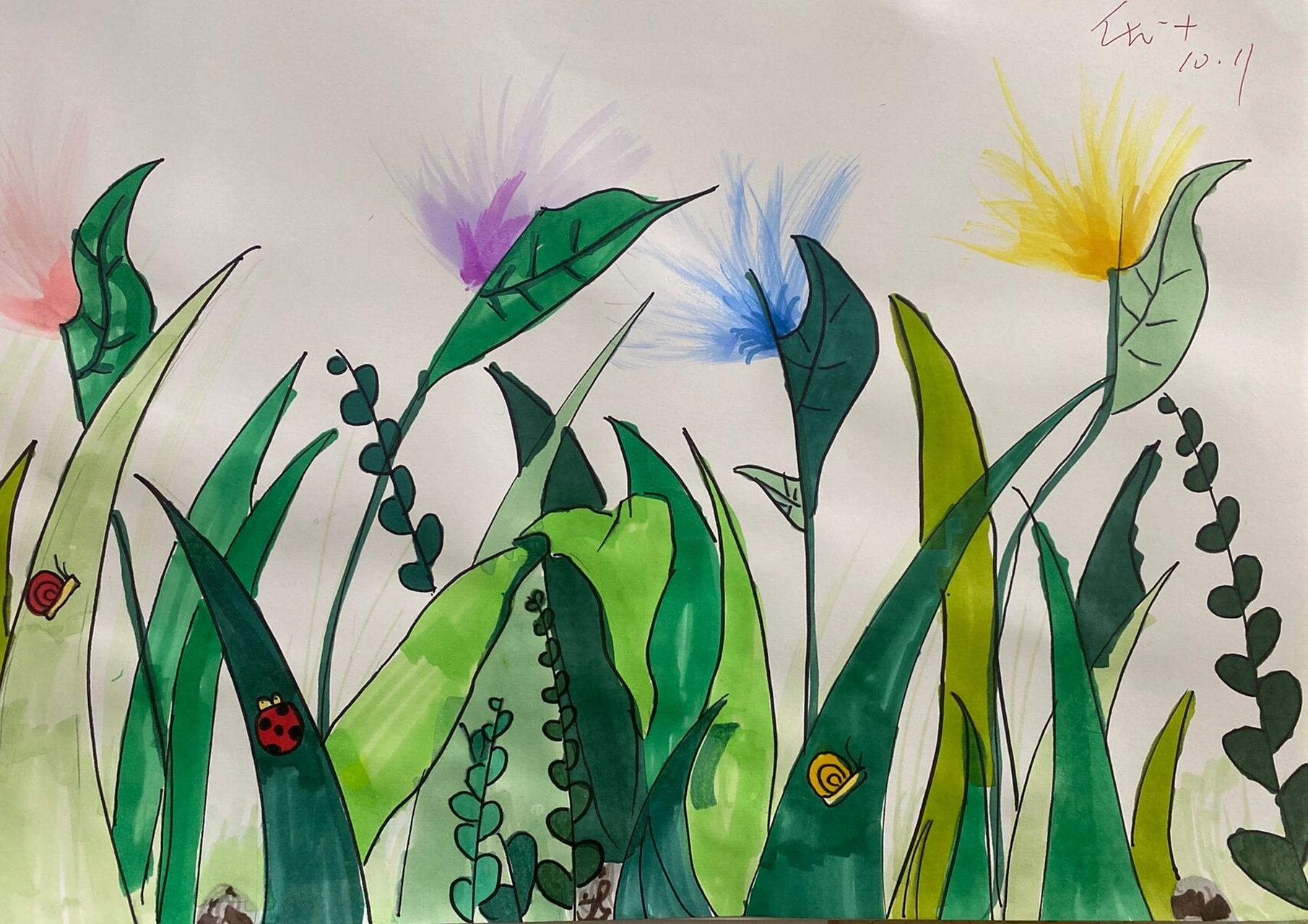 湘美版小学美术|四年级上册《草丛中》 绘画草丛需要抓住五种关系:1