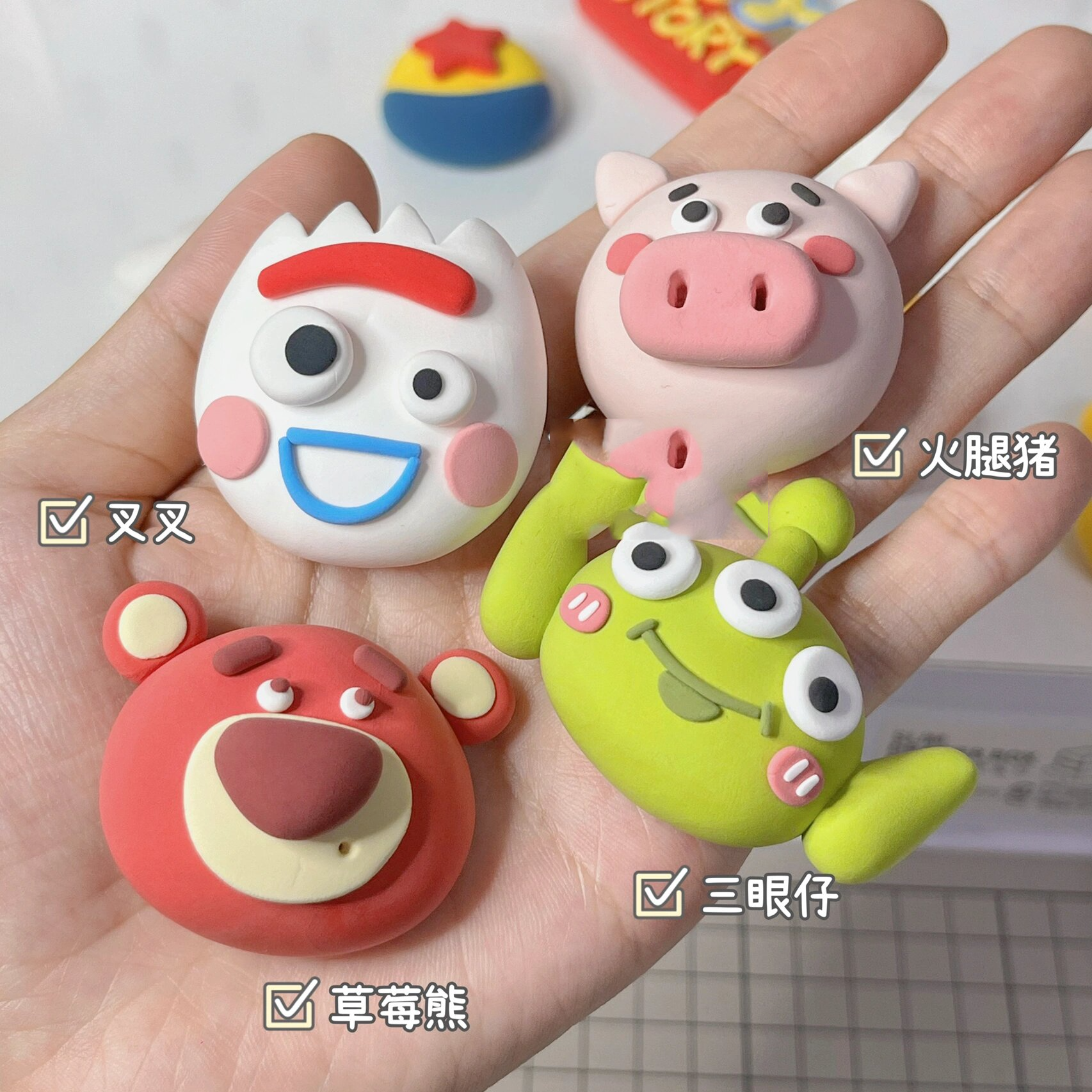 粘土61可爱玩具总动员系列相框9815附细节图99 材料:超轻粘土