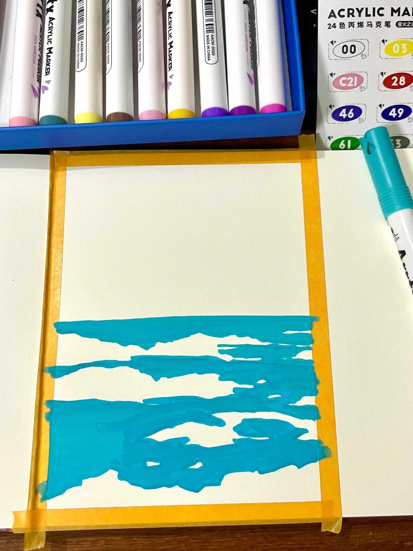 丙烯马克笔 | 海边夕阳 | 附步骤
