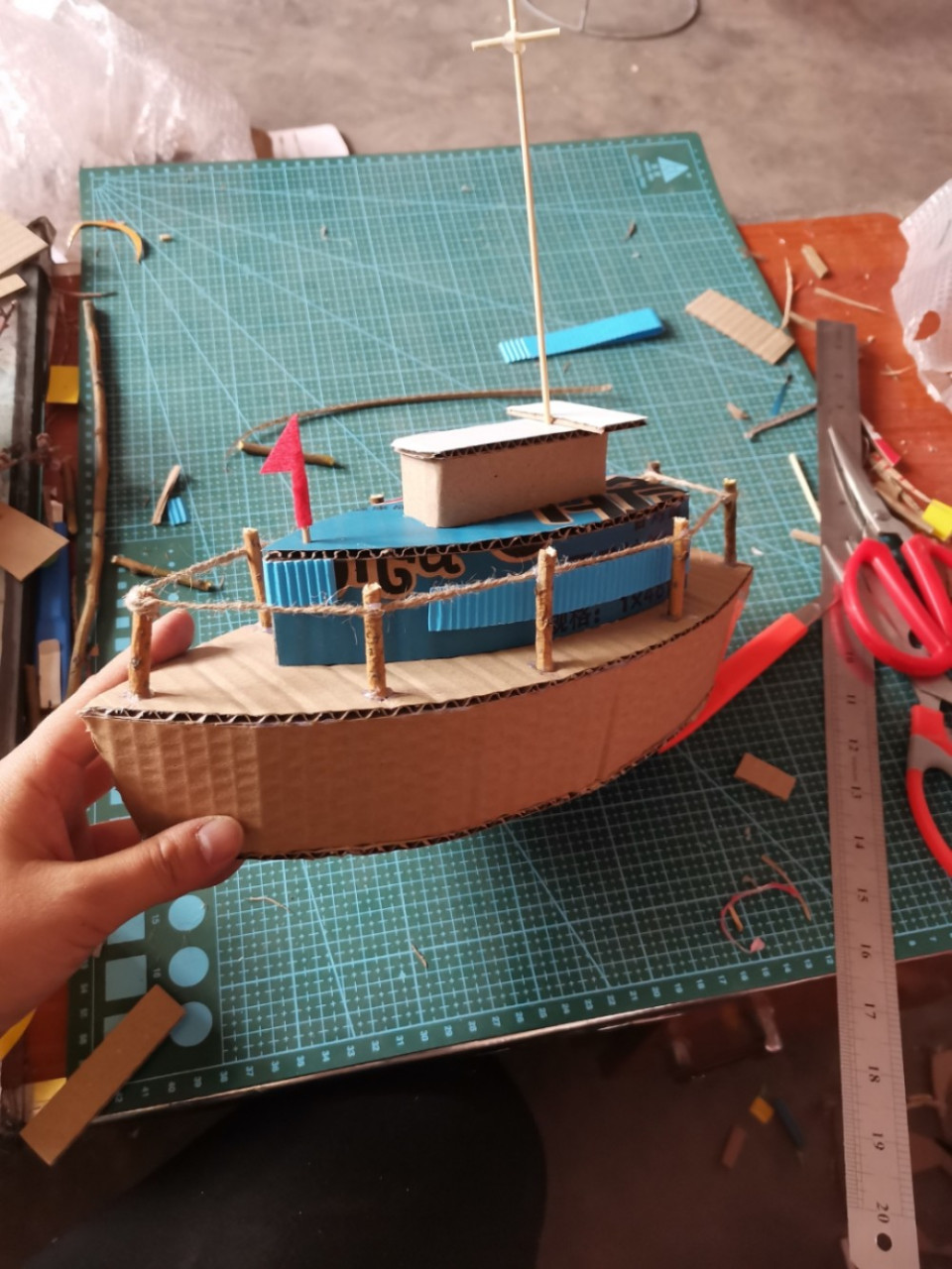 硬纸板轮船模型制作图图片