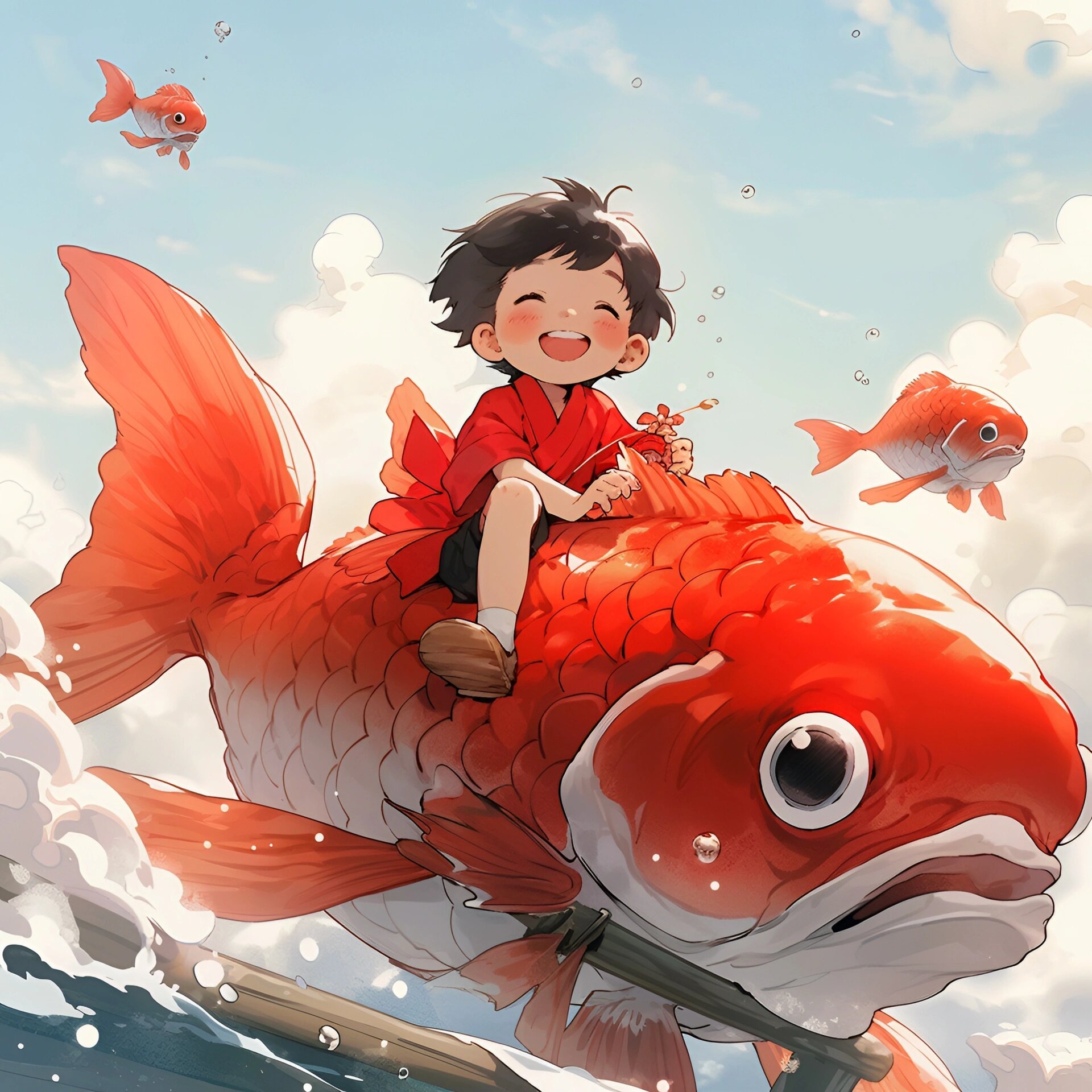 上岸头像/锦鲤男孩 乘风破浪 上岸了