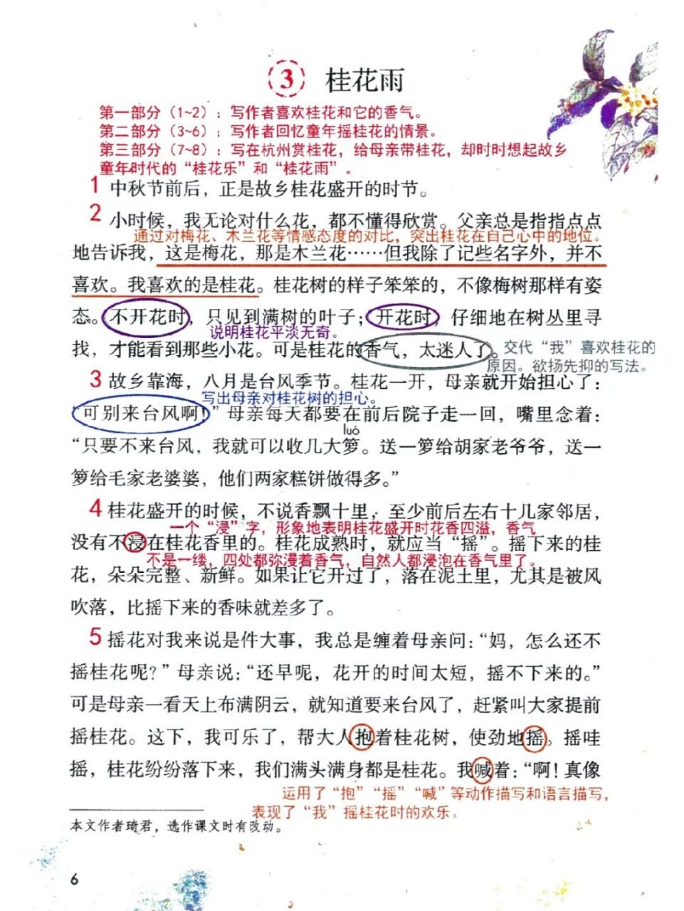 暑期预习五上第三课《桂花雨》课堂笔记 #暑期预习# #小学语文怎么学