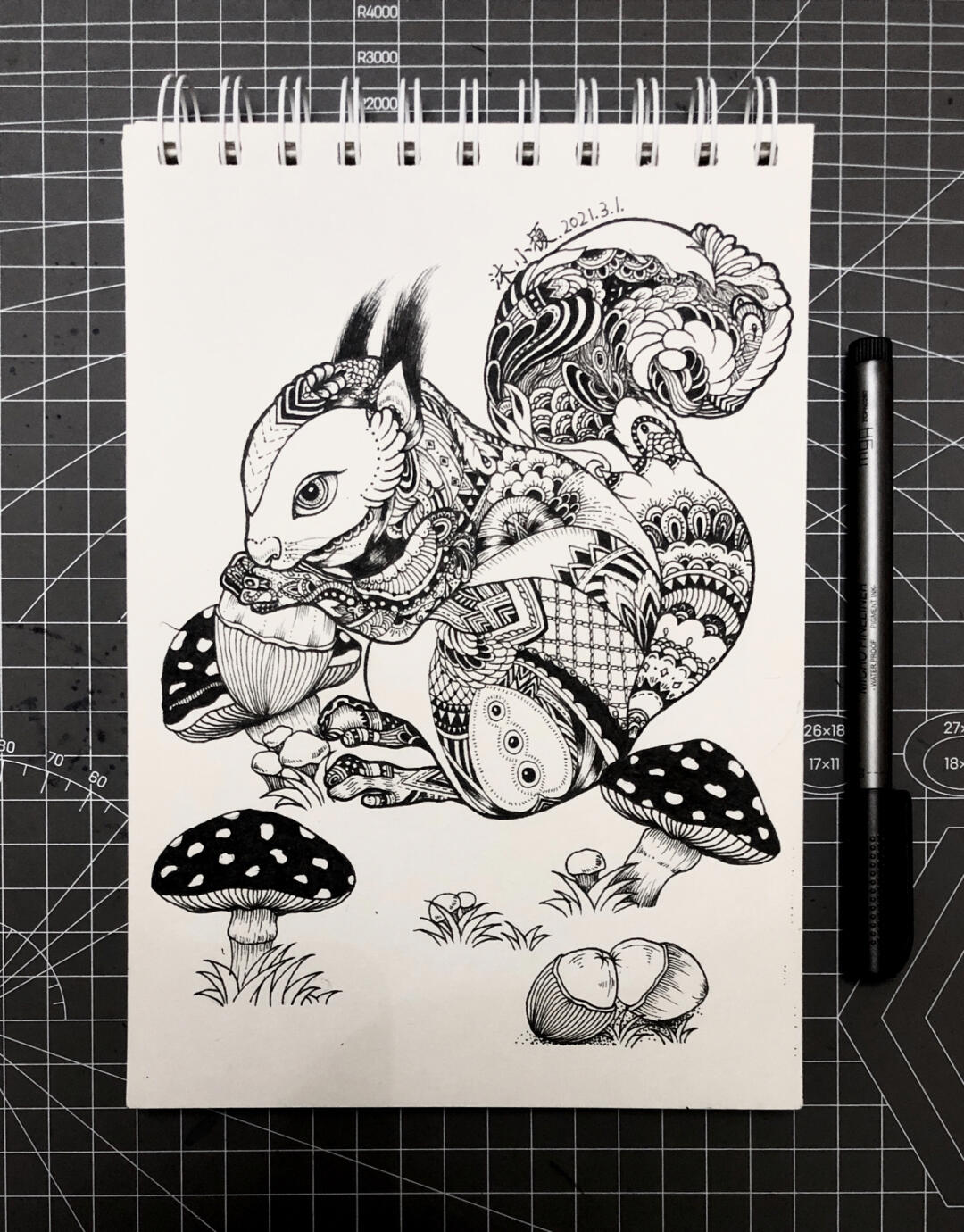 【黑白线描装饰画】