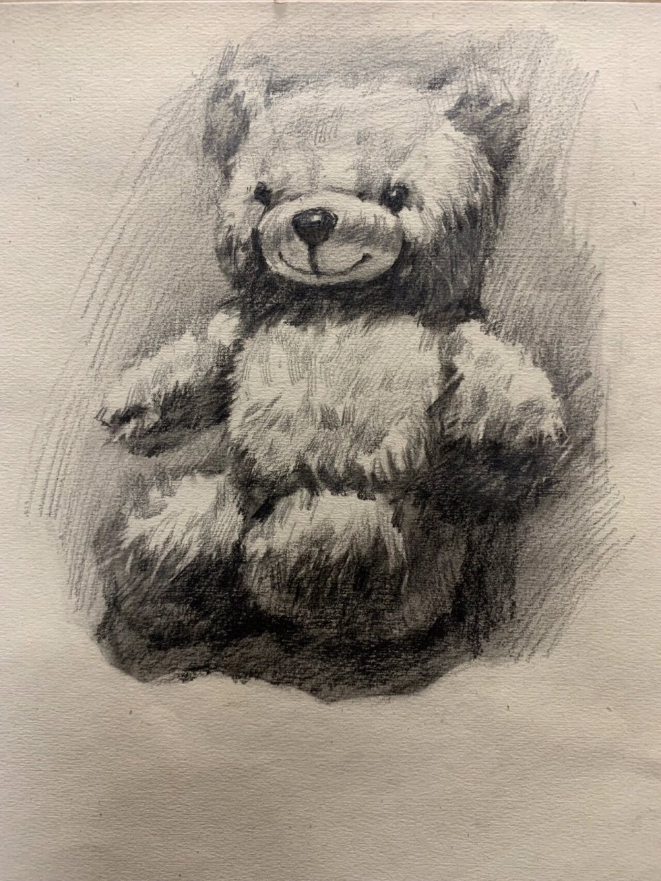 设计素描单体-如何画一只可爱的毛绒小熊 毛绒质感的物体是典型吸光体