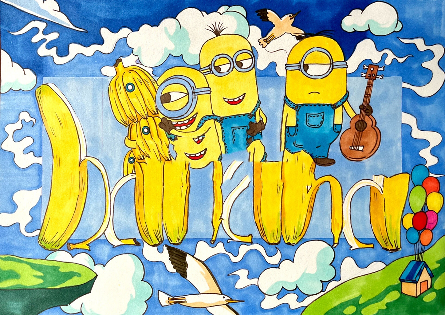 英文单词创意画 纯手绘,可接单!