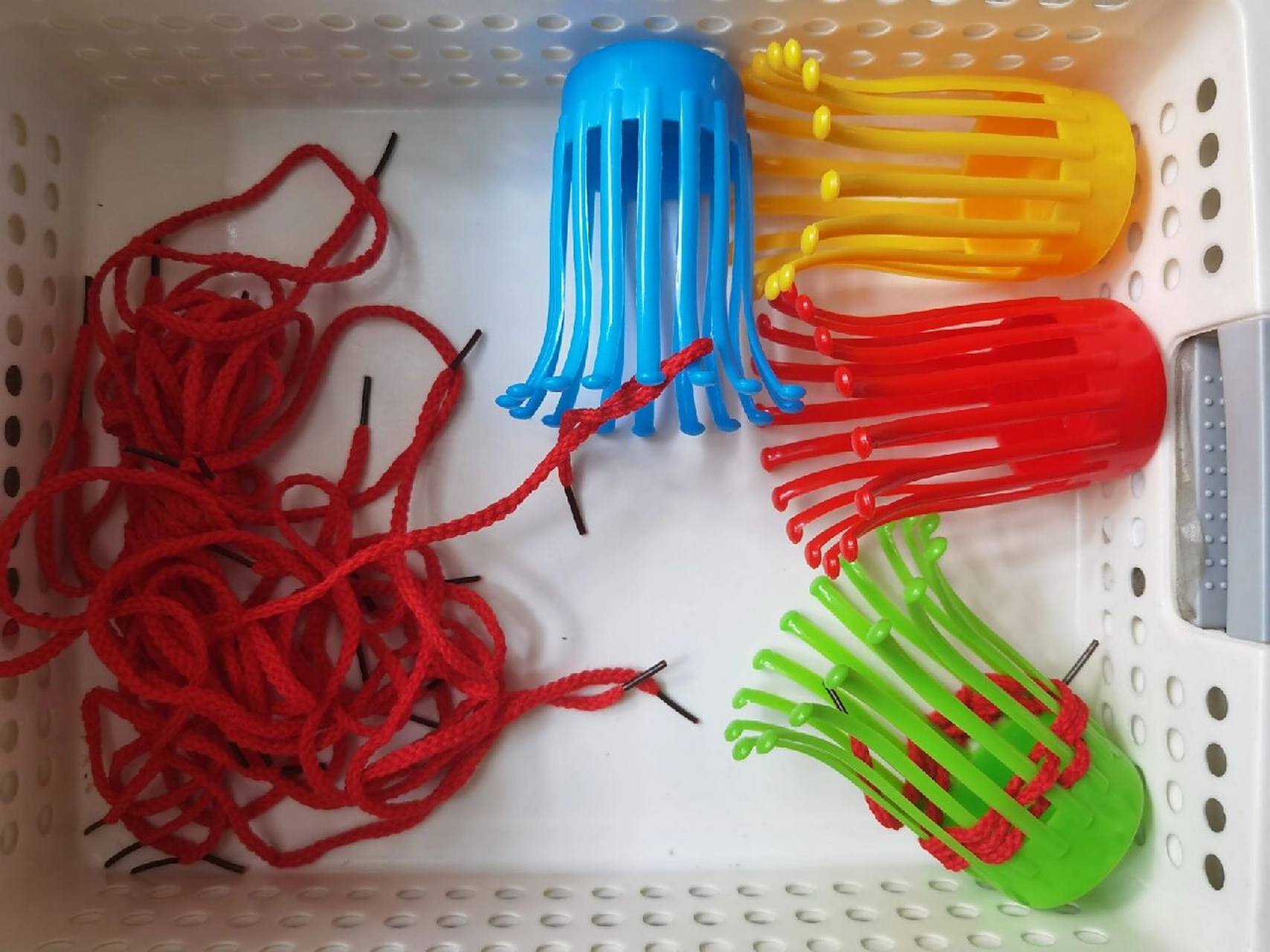 大班生活区——编织材料投放 大班生活区编织材料 小型简易织布机 编