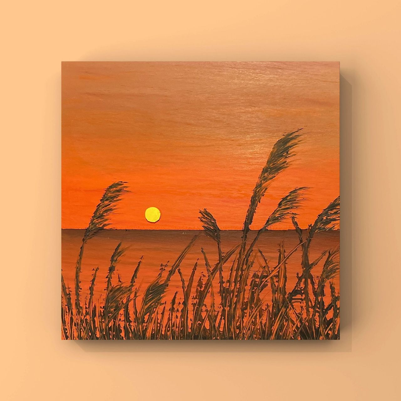 新手油画棒66 | 秋日芦苇(带步骤) 秋天的颜色,真的很美94 	 临摹