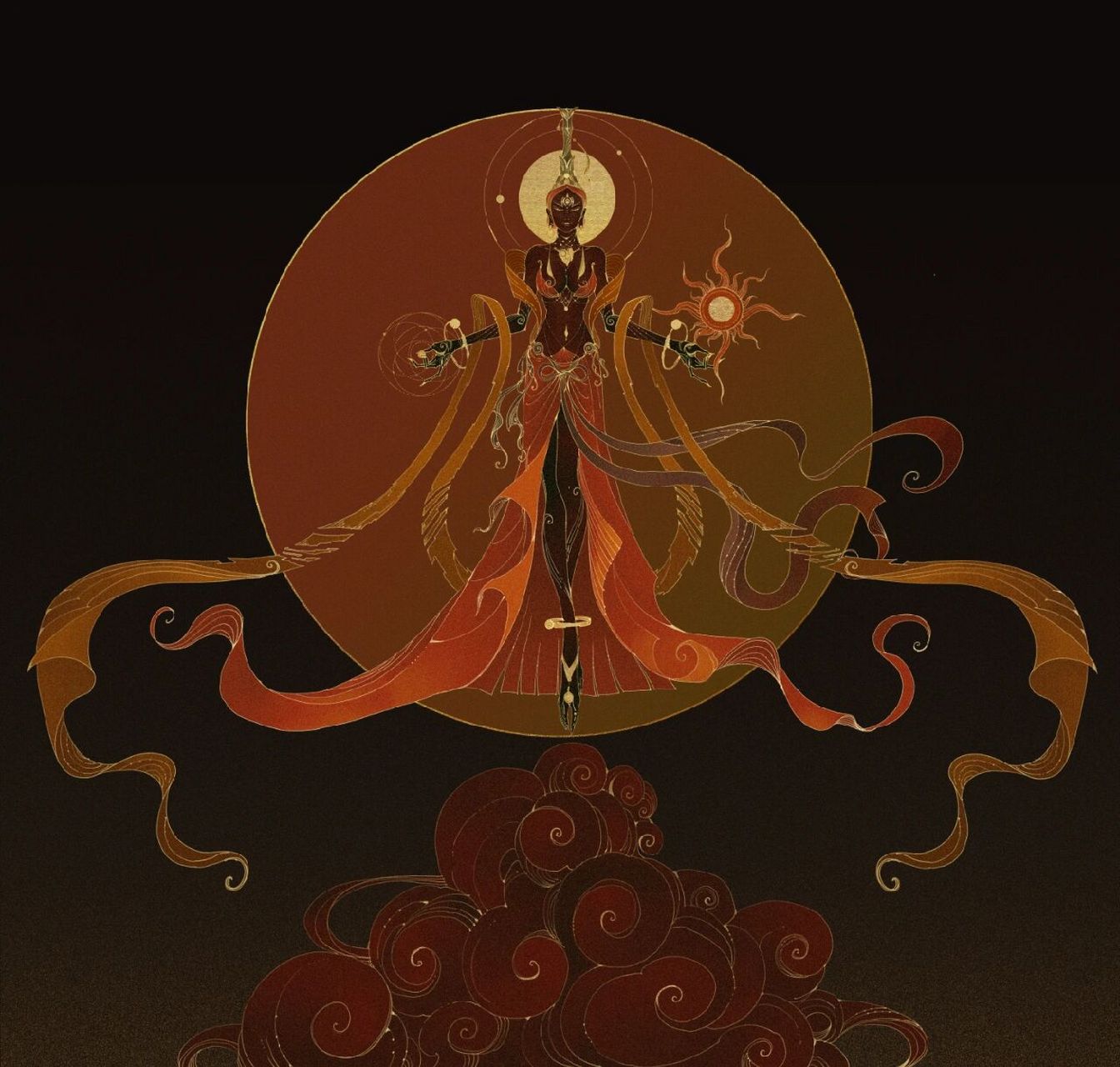 角色插画|神话人物|太阳女神·羲和 东南海之外,甘水之间,有羲和之国.