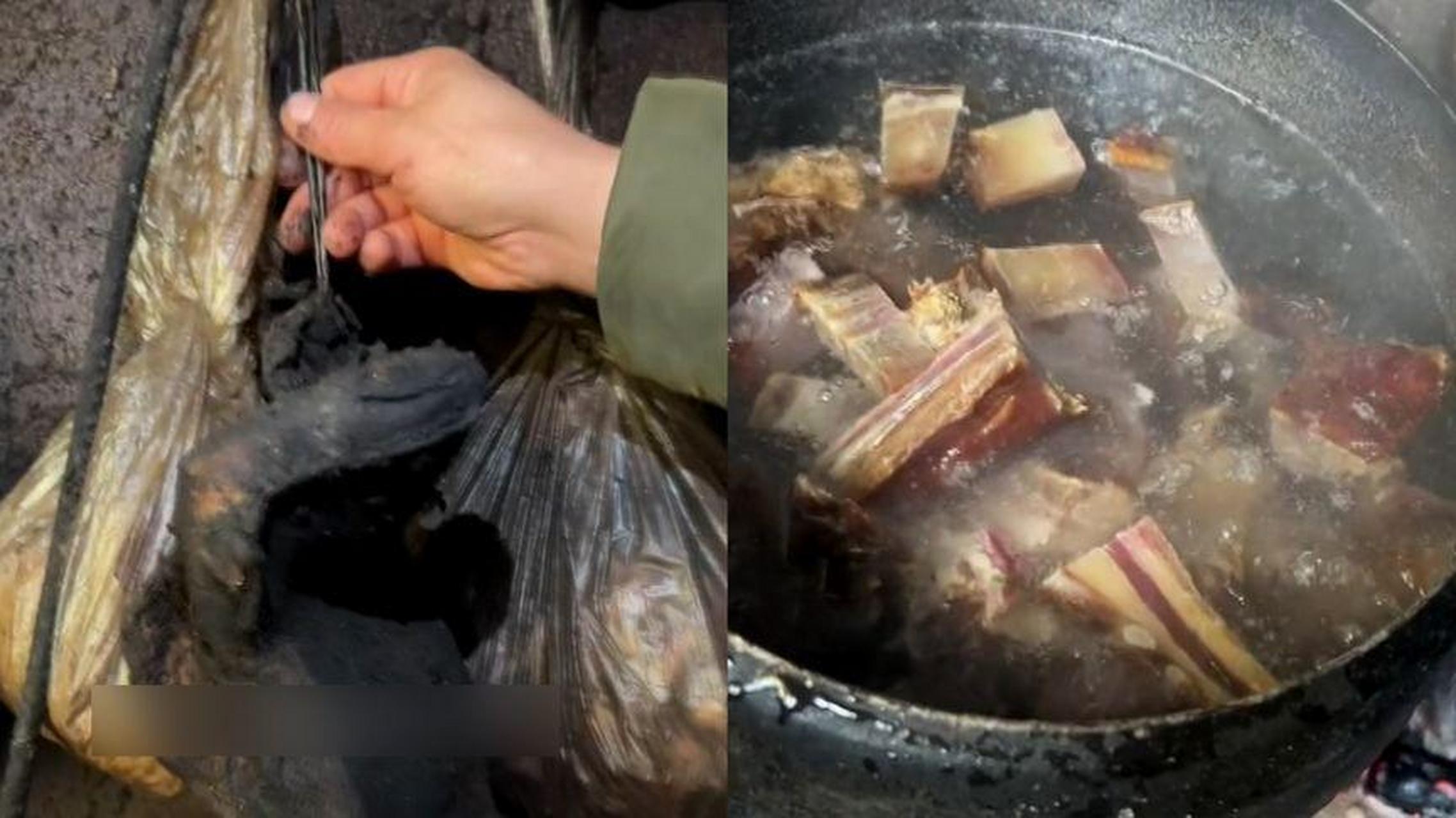 【女子翻出去年的两块熏腊肉,表面黑乎乎还长霉,下锅炖后满屋飘香】12
