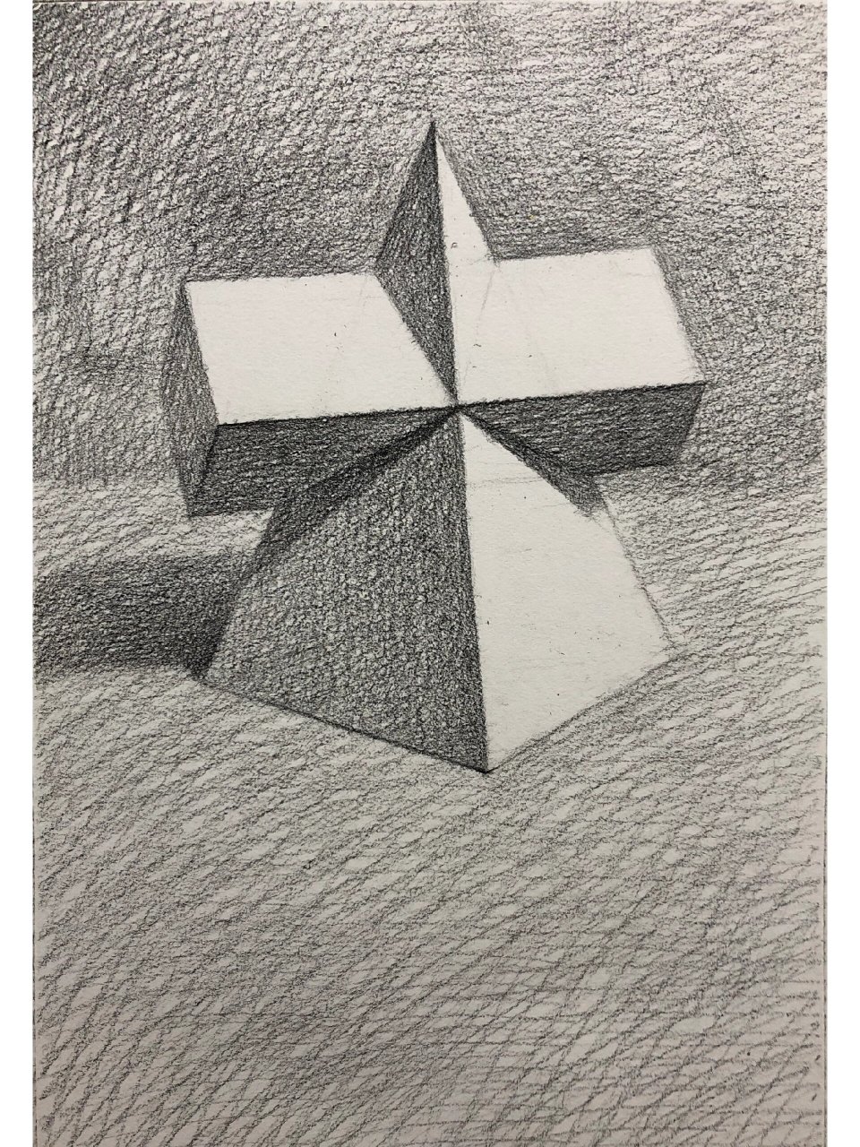 石膏四棱锥穿插体