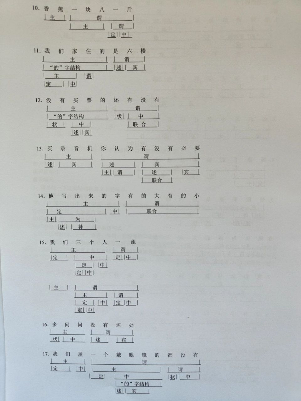 现代汉语 层次分析法分析句法结构练习