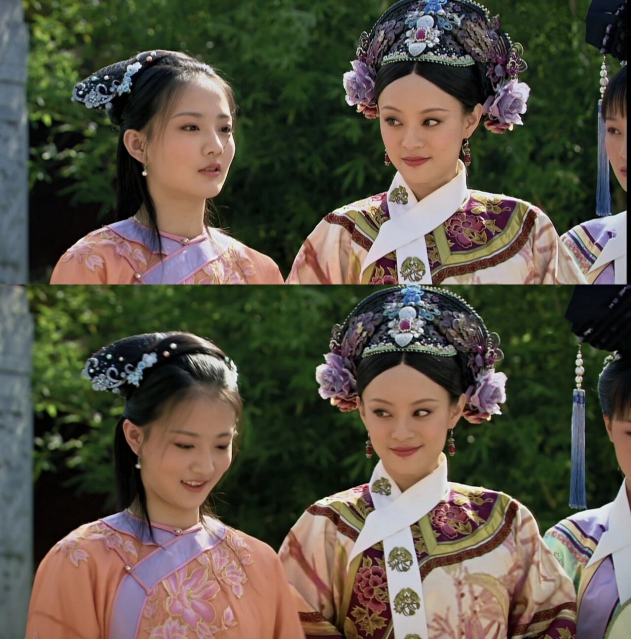 全剧唯有玉娆能让甄嬛有这样温柔的眼神! 像对待自己小孩那样宠溺!