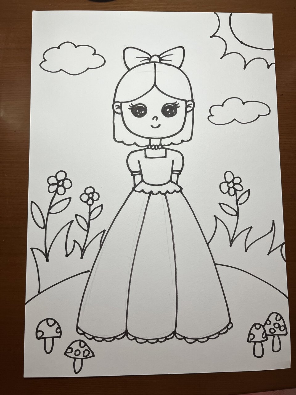 《白雪公主》适合5-6岁小朋友的线描儿童画