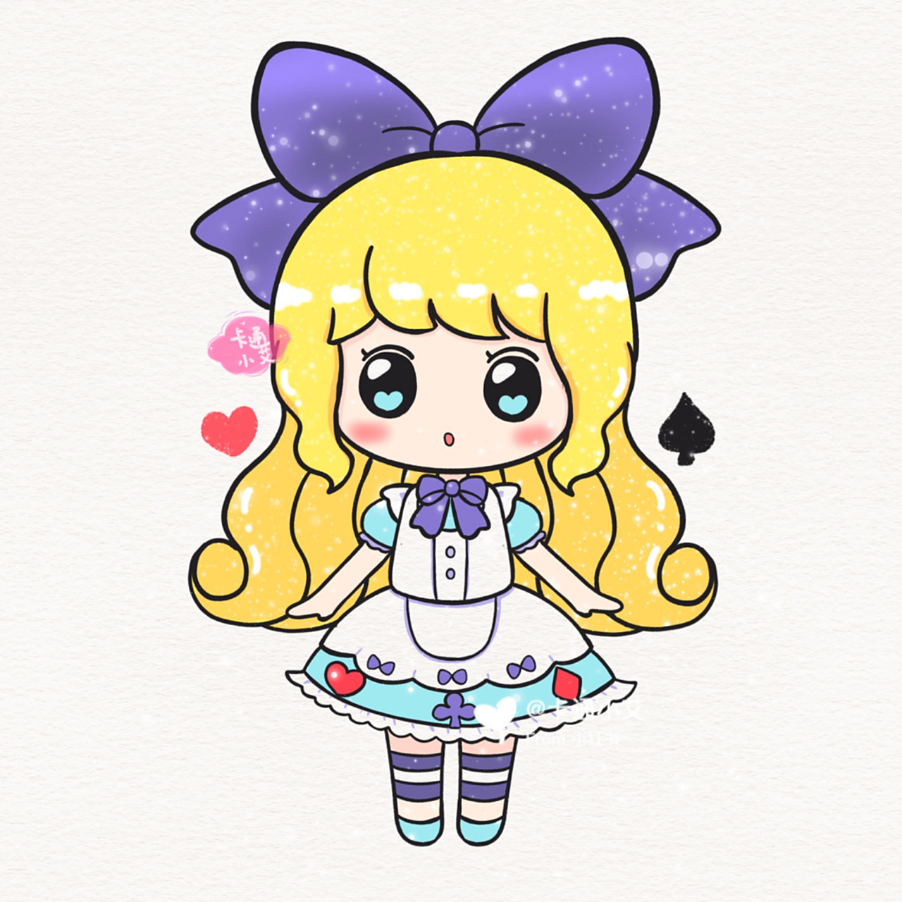 迷你大陆 爱丽丝,画画教程线稿分解图 迷你仙境 萌萌爱丽丝 铅笔草图