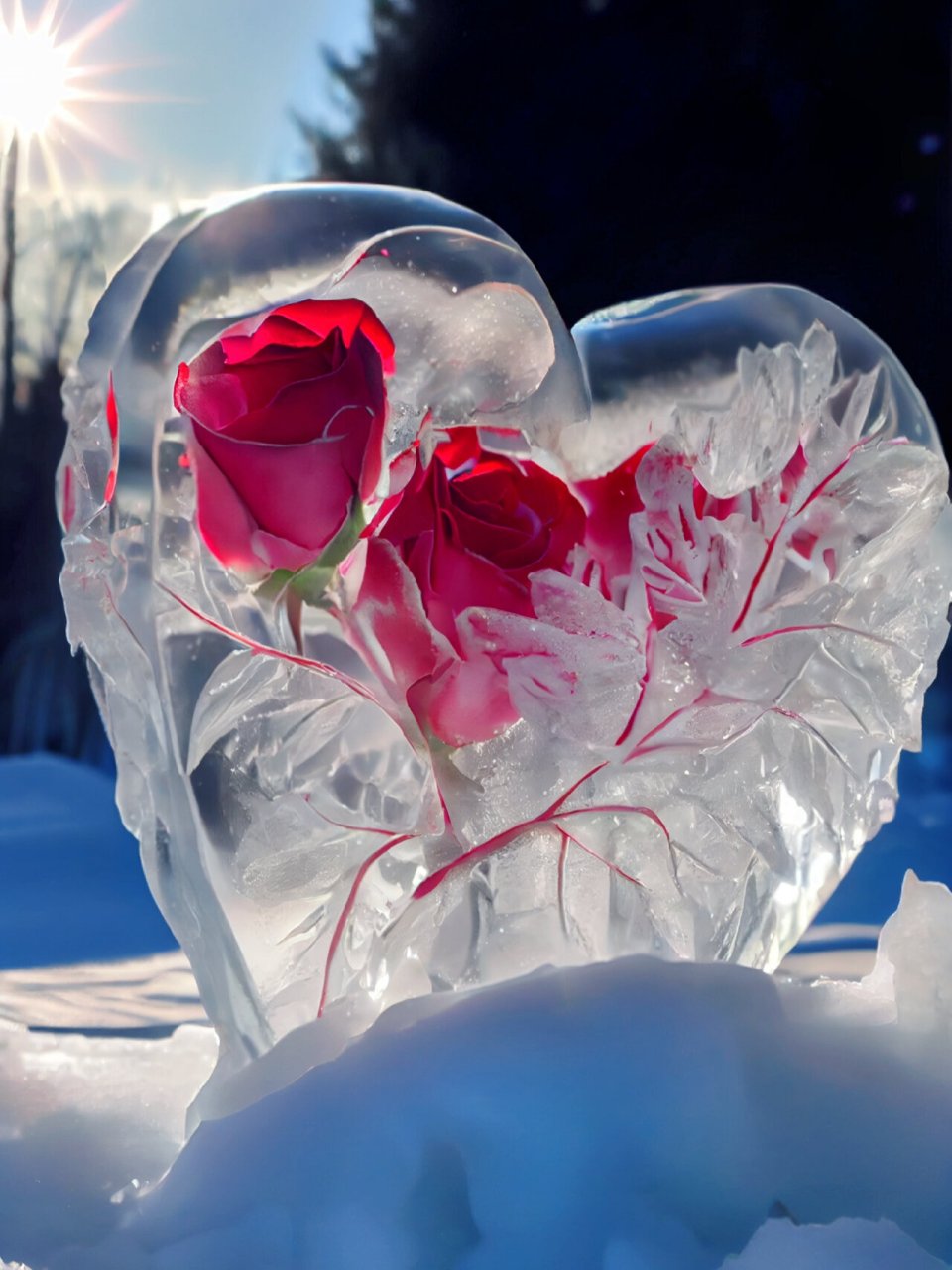 治愈# #ai艺术狂想# #玫瑰# #鲜花分享# #冰封玫瑰# #手机壁纸
