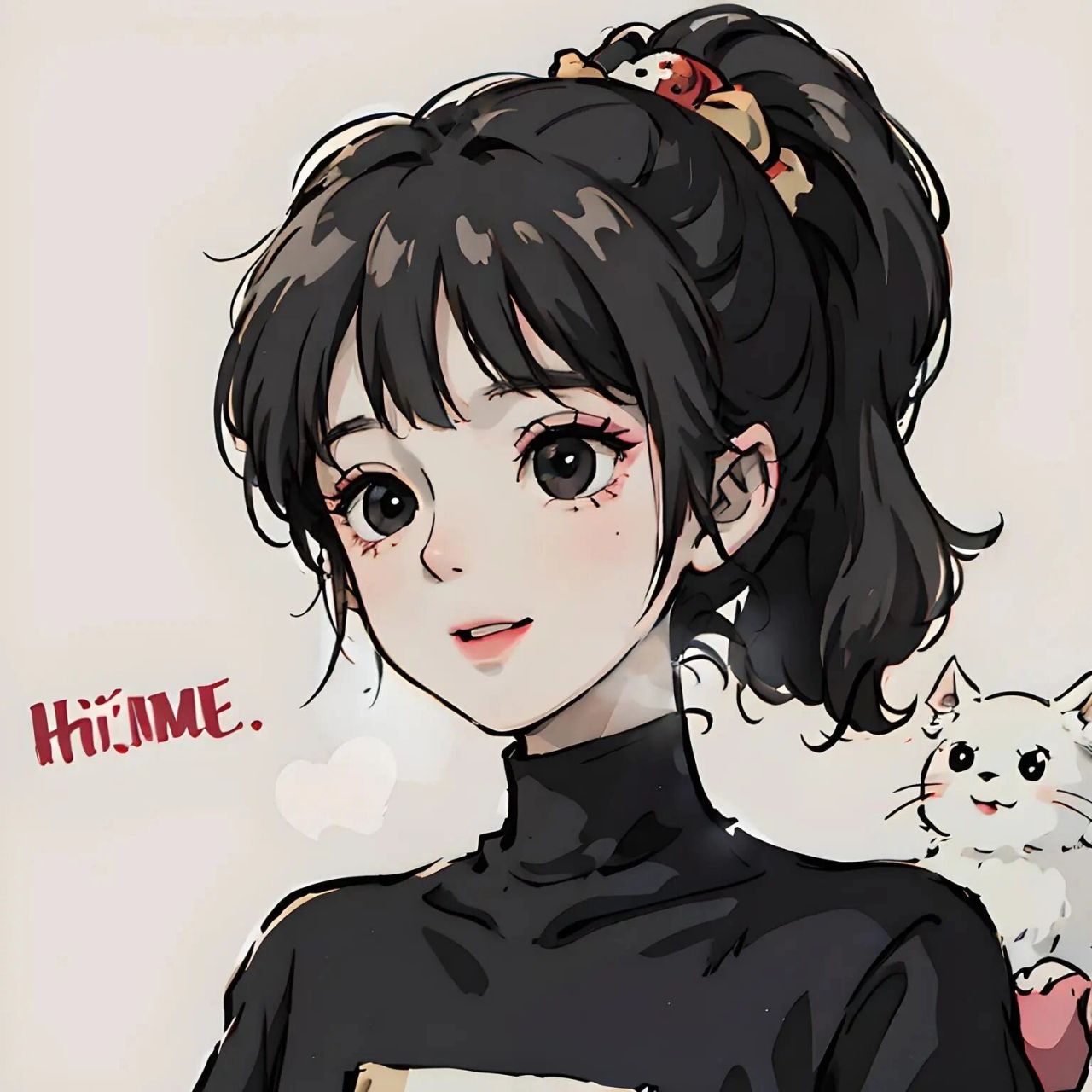 厚涂黑发女孩头像