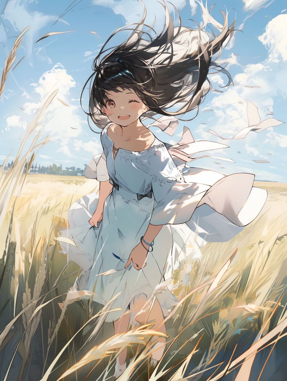 midjourney动漫壁纸 咒语:studio ghibli,a cute chinese girl with