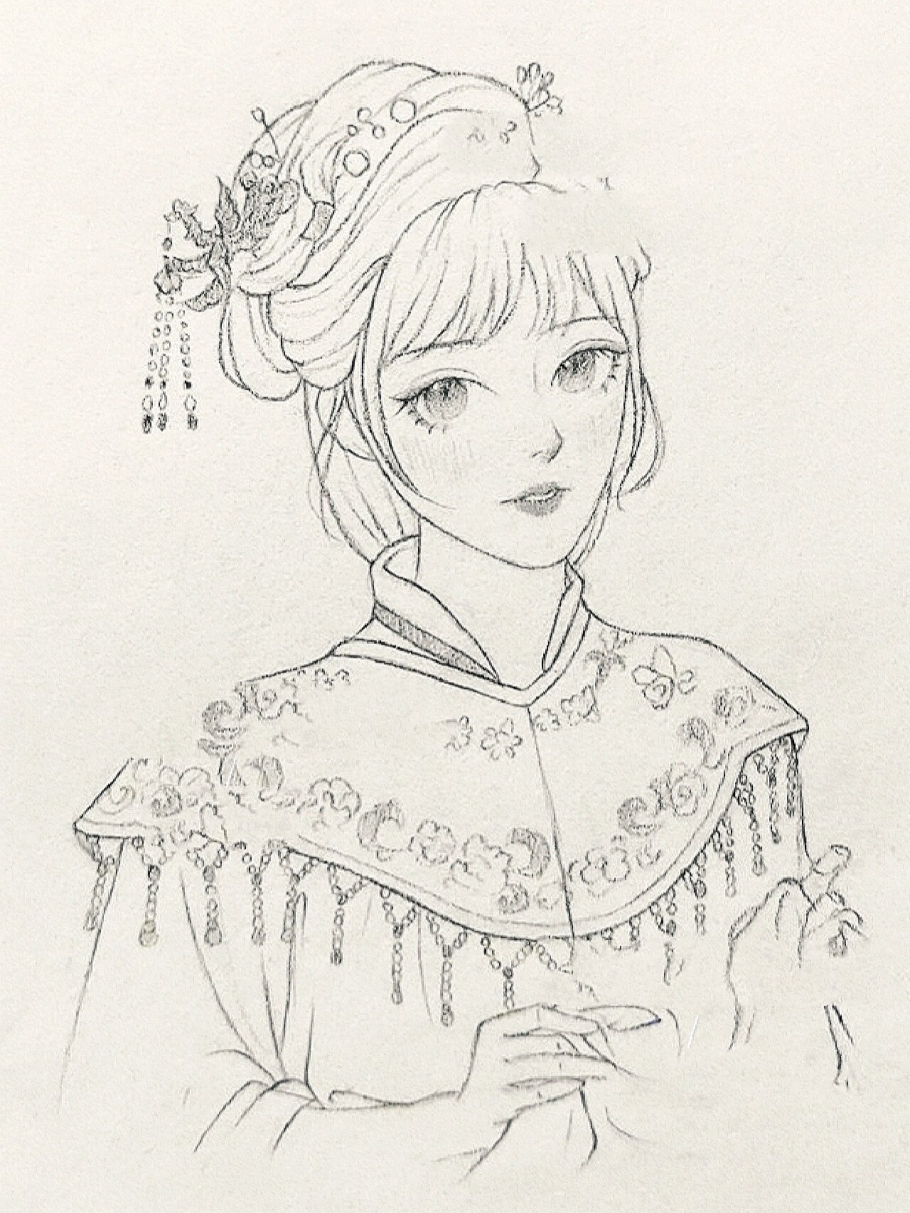 古风人物线稿教程~含步骤图