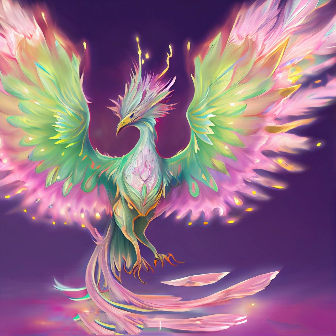 凤舞九天插画|粉色系凤凰神鸟-神话主题插画 这组粉色为基调的凤凰,调