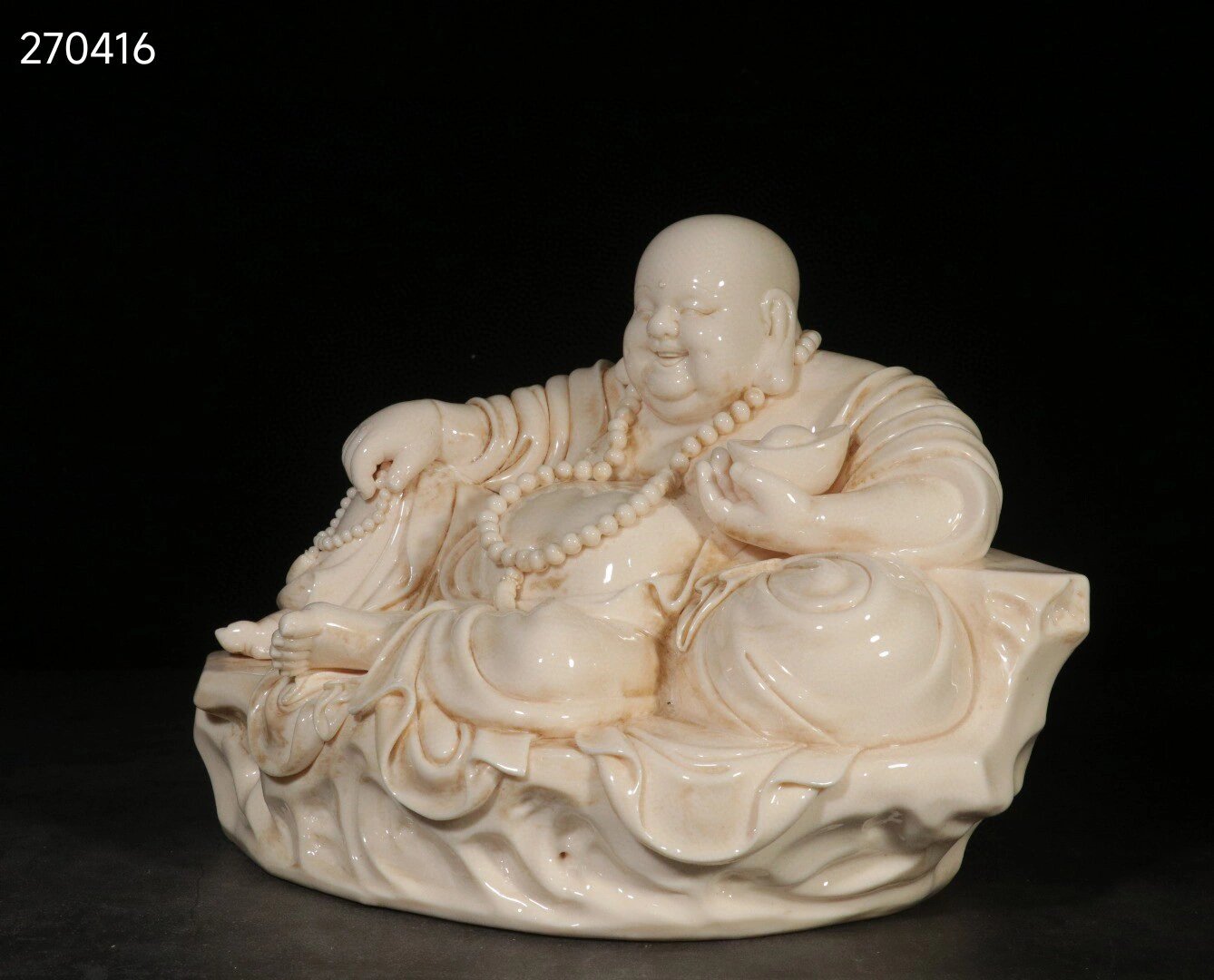 德化白瓷猪油白弥勒佛坐像摆件