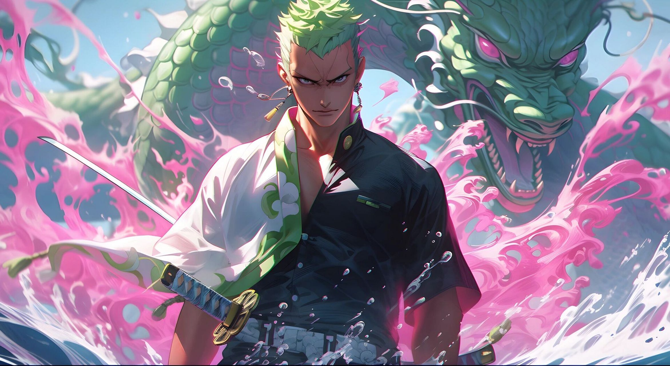 midjourney|海贼王 索隆|4k 16:9高清壁纸 美男子索隆