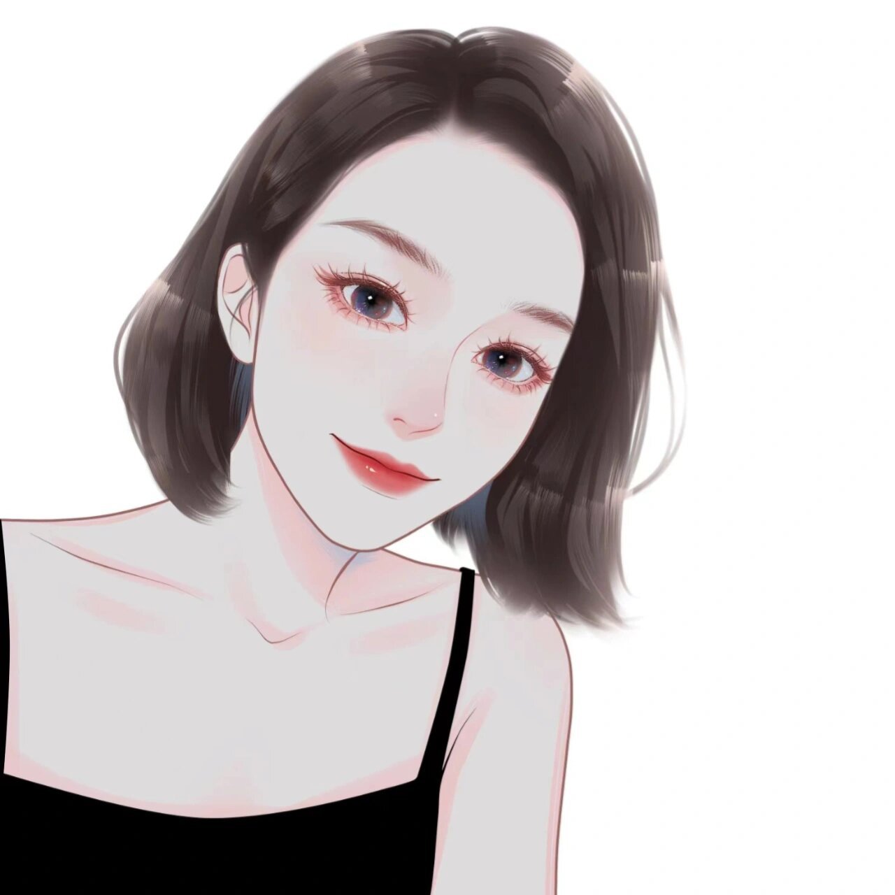 手绘头像/短发女生头像/微信头像 真人照片手绘头像  漫画人物头像