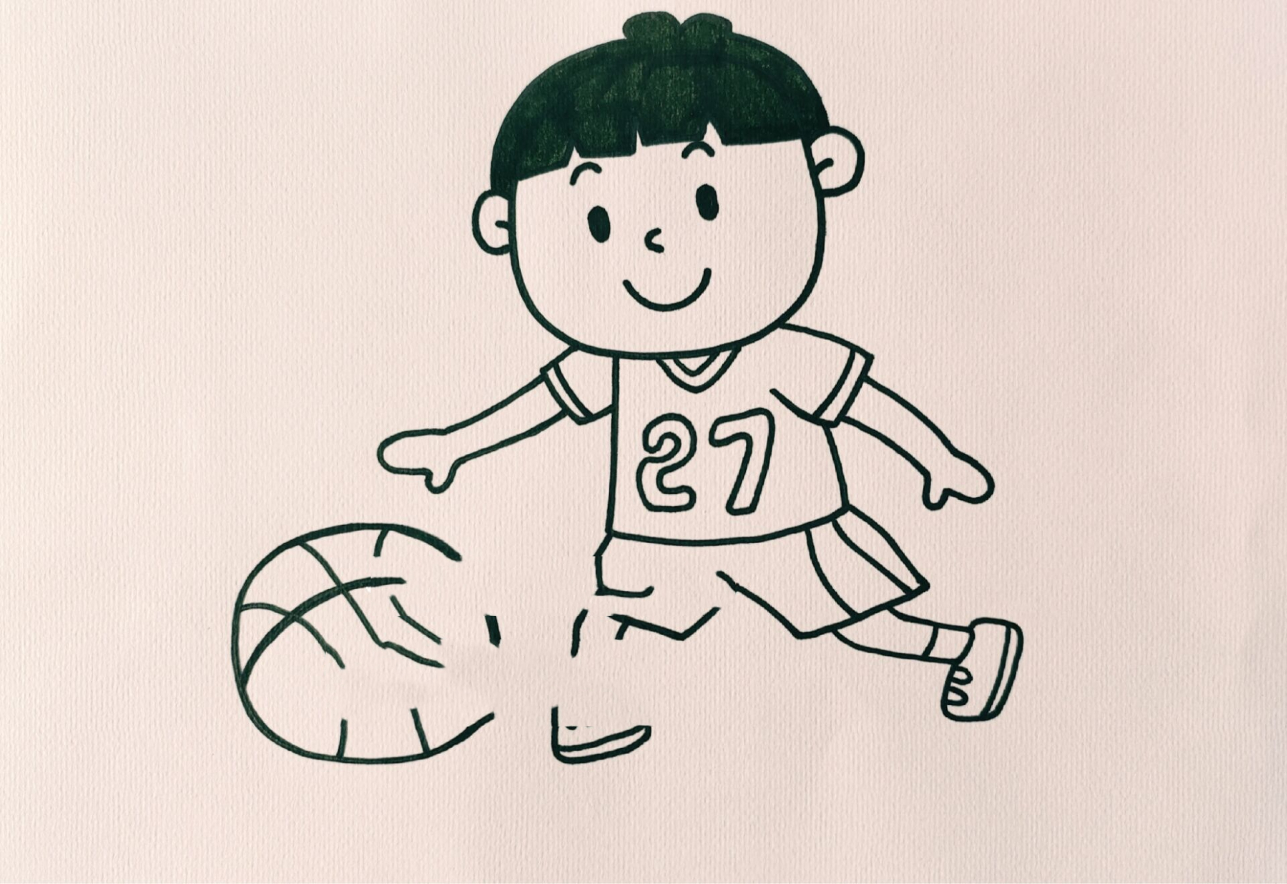 打篮球的小男孩简笔画 小男孩简笔画,我们一起来画打篮球的小男孩简