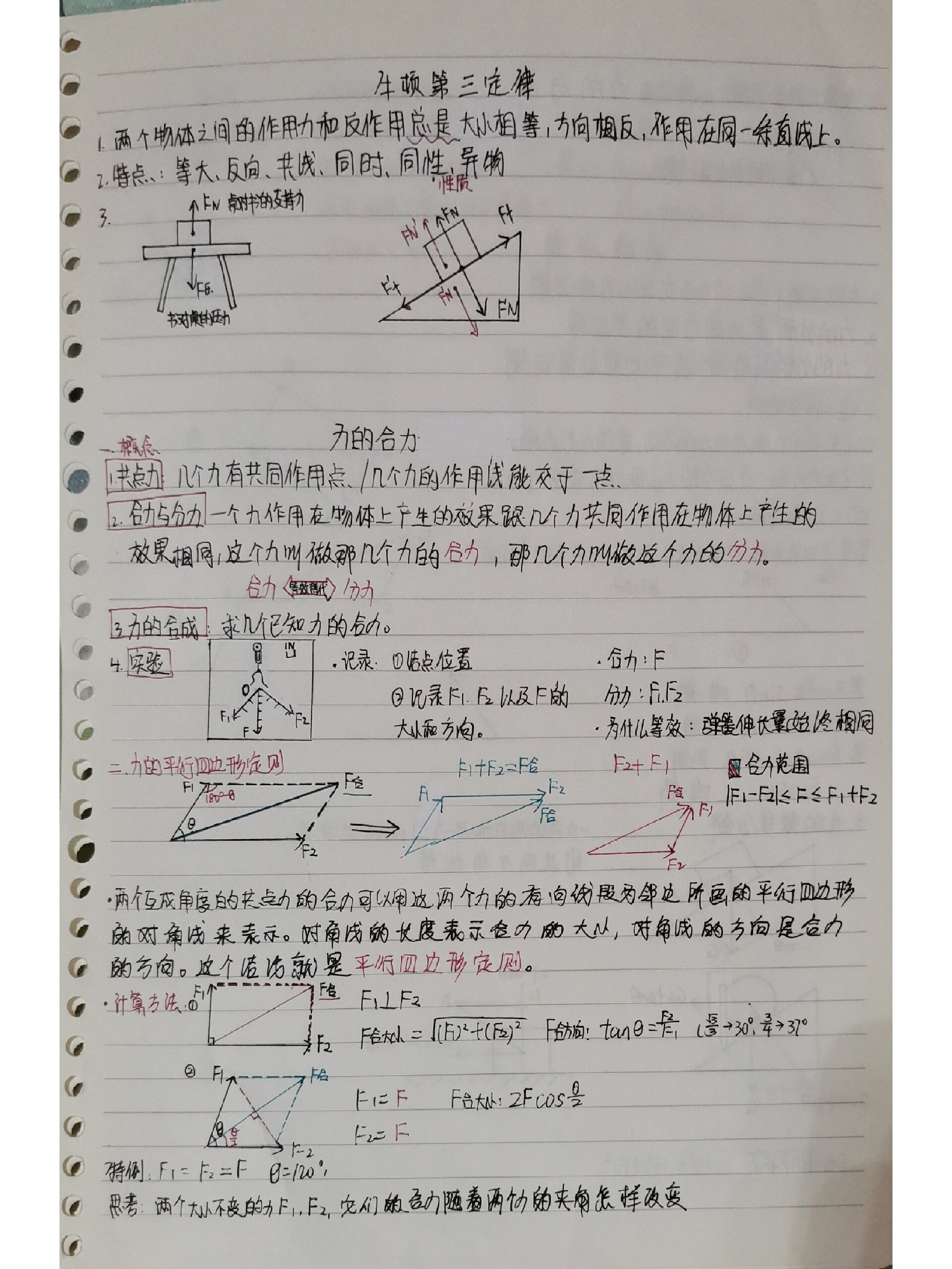 高中物理笔记牛顿第三定律