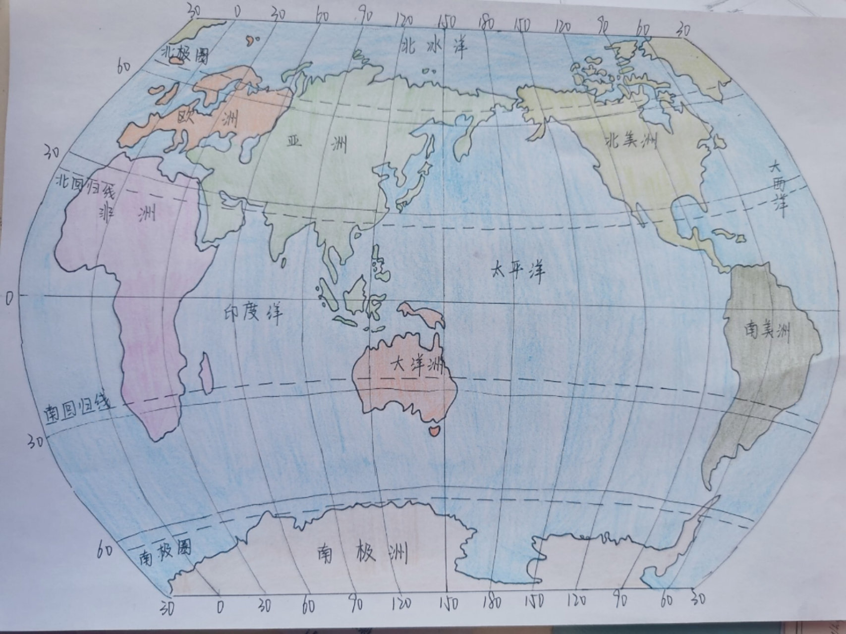 七大洲四大洋 手绘图