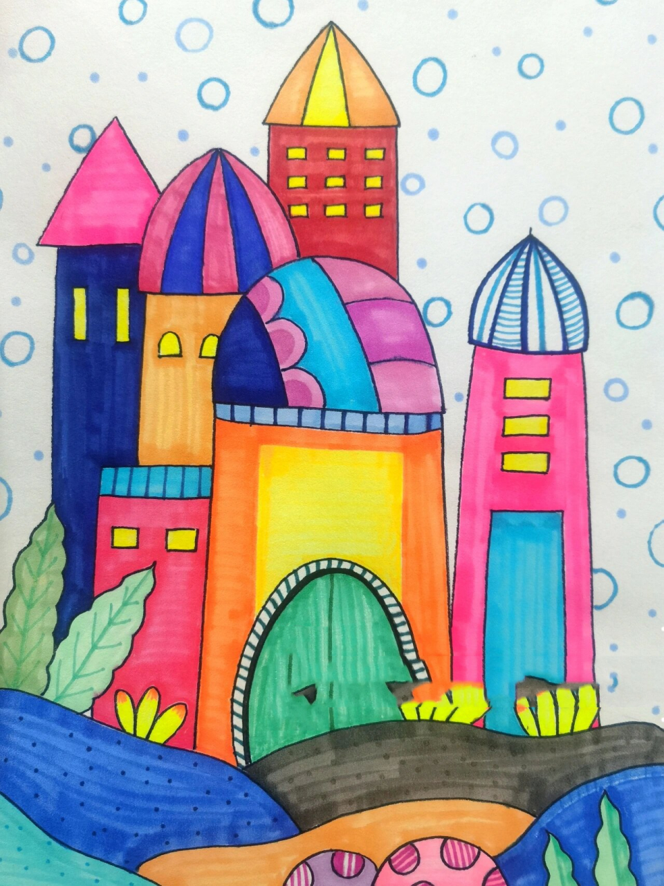 儿童画—海底城堡
