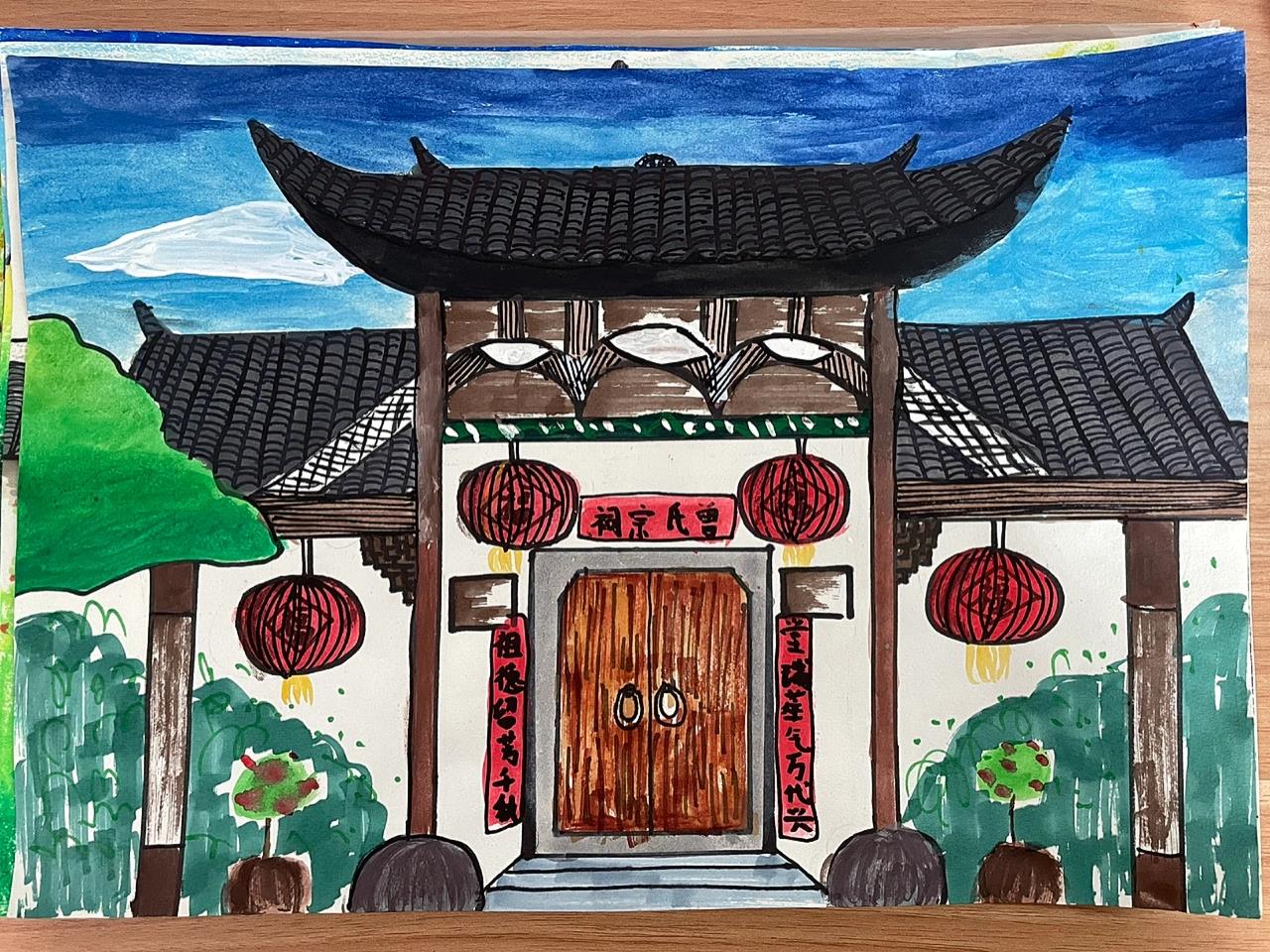 家乡绘画作品分享78小学生笔下的家乡美景17