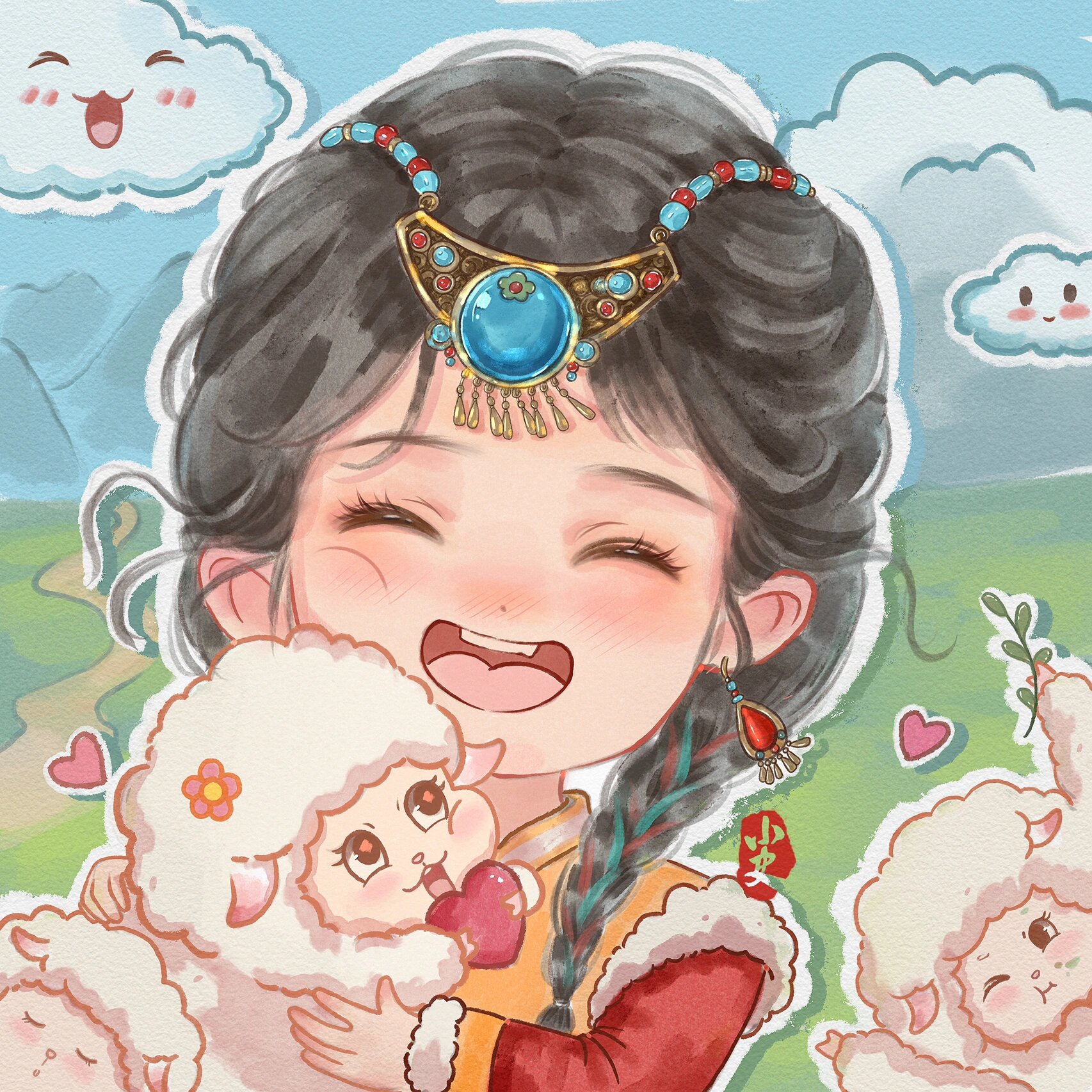 情侣头像 | 藏族风q版头像