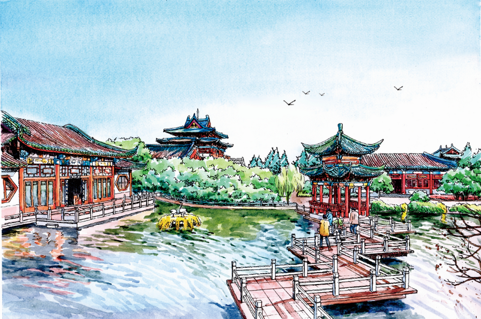 水彩手绘 | 水彩笔下不一样的八朝古都 开封古称汴梁,大梁,汴州,东京