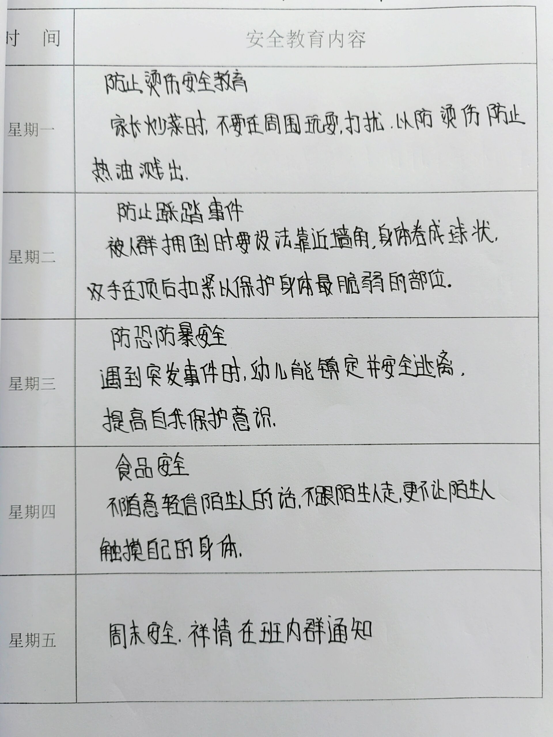 1530安全教育记录表