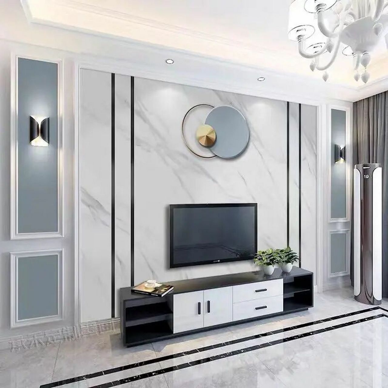 电视背景墙壁纸墙布自粘2023新款轻奢风客厅 电视背景墙壁纸墙布自粘