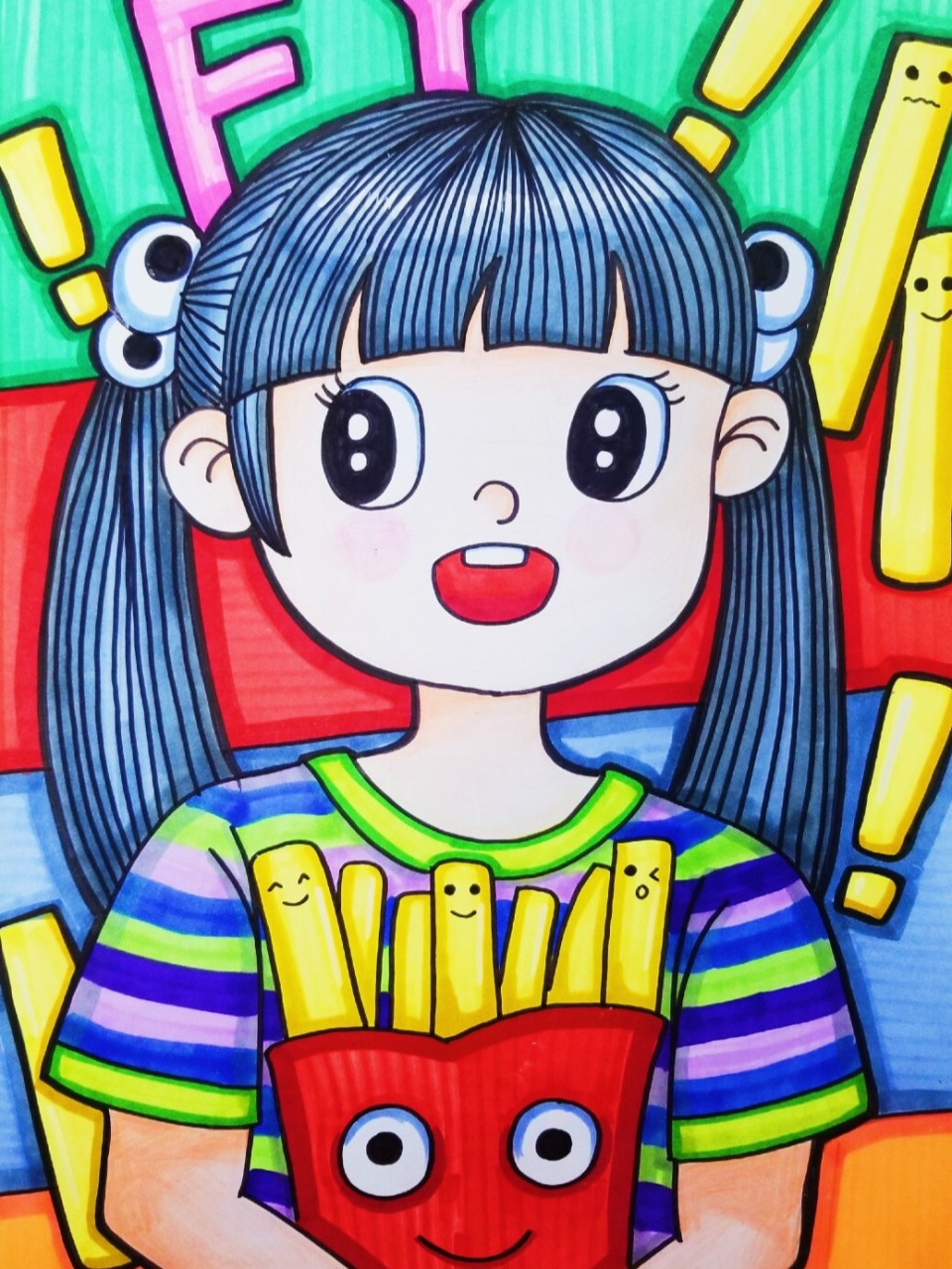 动漫 马克笔动漫#儿童漫画#薯条女孩#儿童画 #动漫分享#