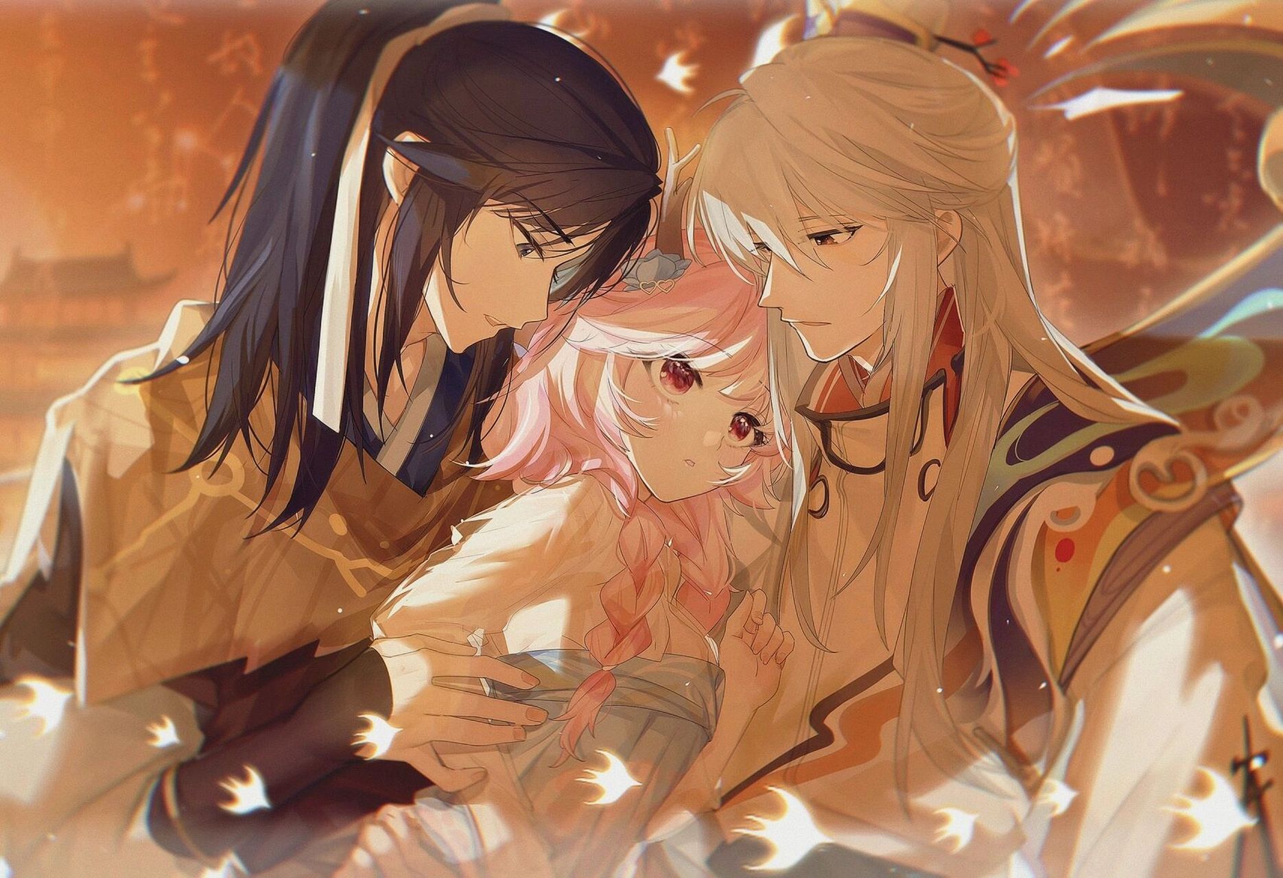 王者荣耀同人「弈星x瑶x曜」壁纸向创作 是为了用作壁纸而创作的!