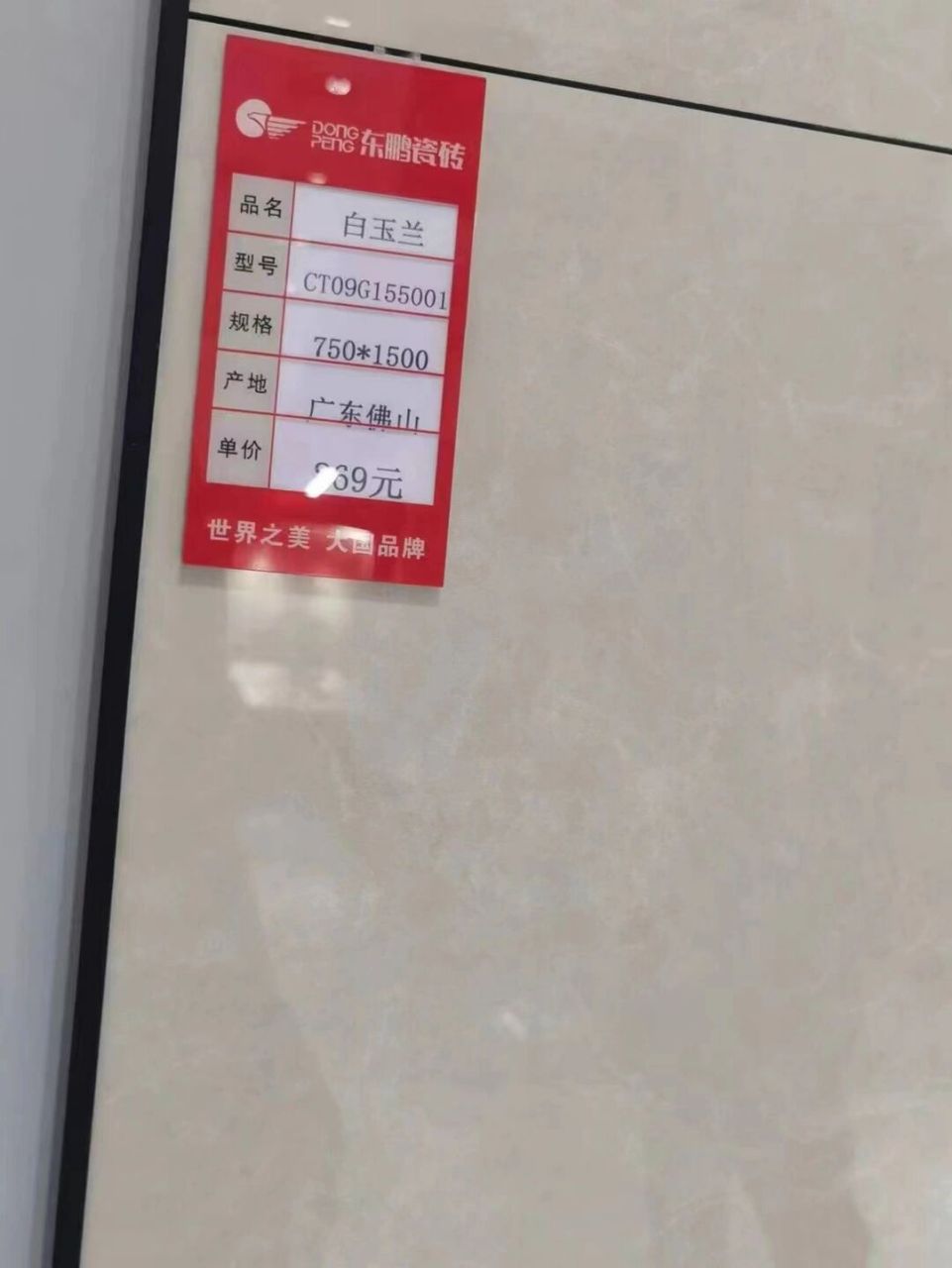 东鹏瓷砖白玉兰ct09g155001优等品 东鹏750x1500规格,白玉兰 ct09g