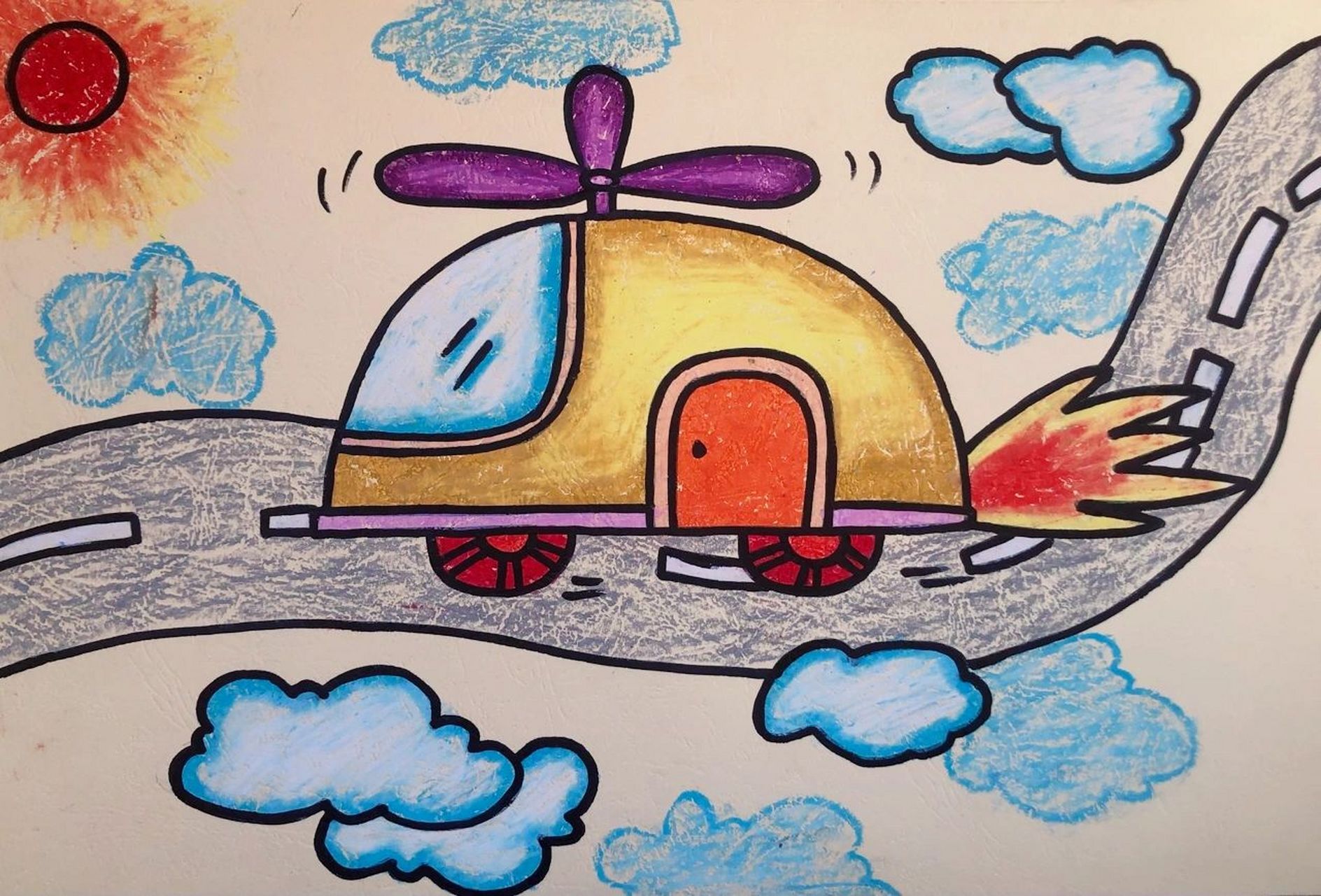 未来的汽车儿童画简单图片