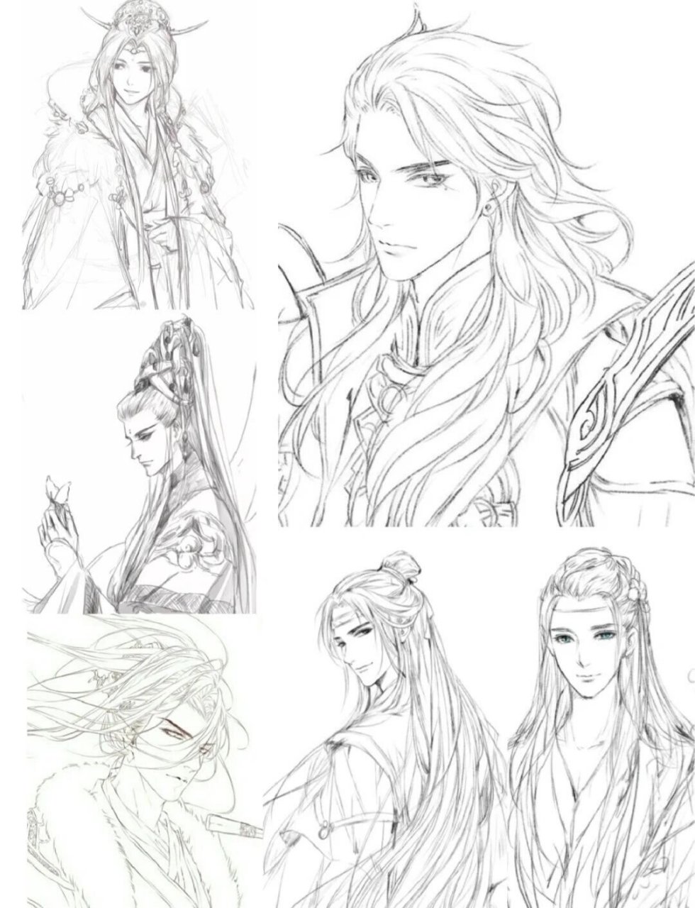 古风美男 线稿合集