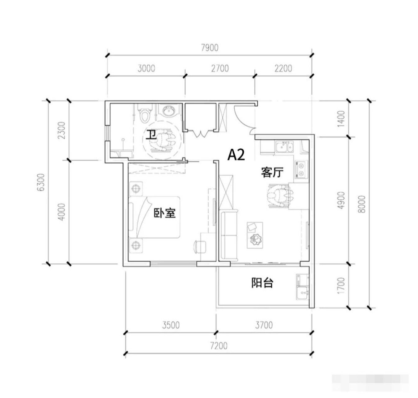 房间动线实现"回游性",即每个房间都可通过两种途径到达,保证看护人员