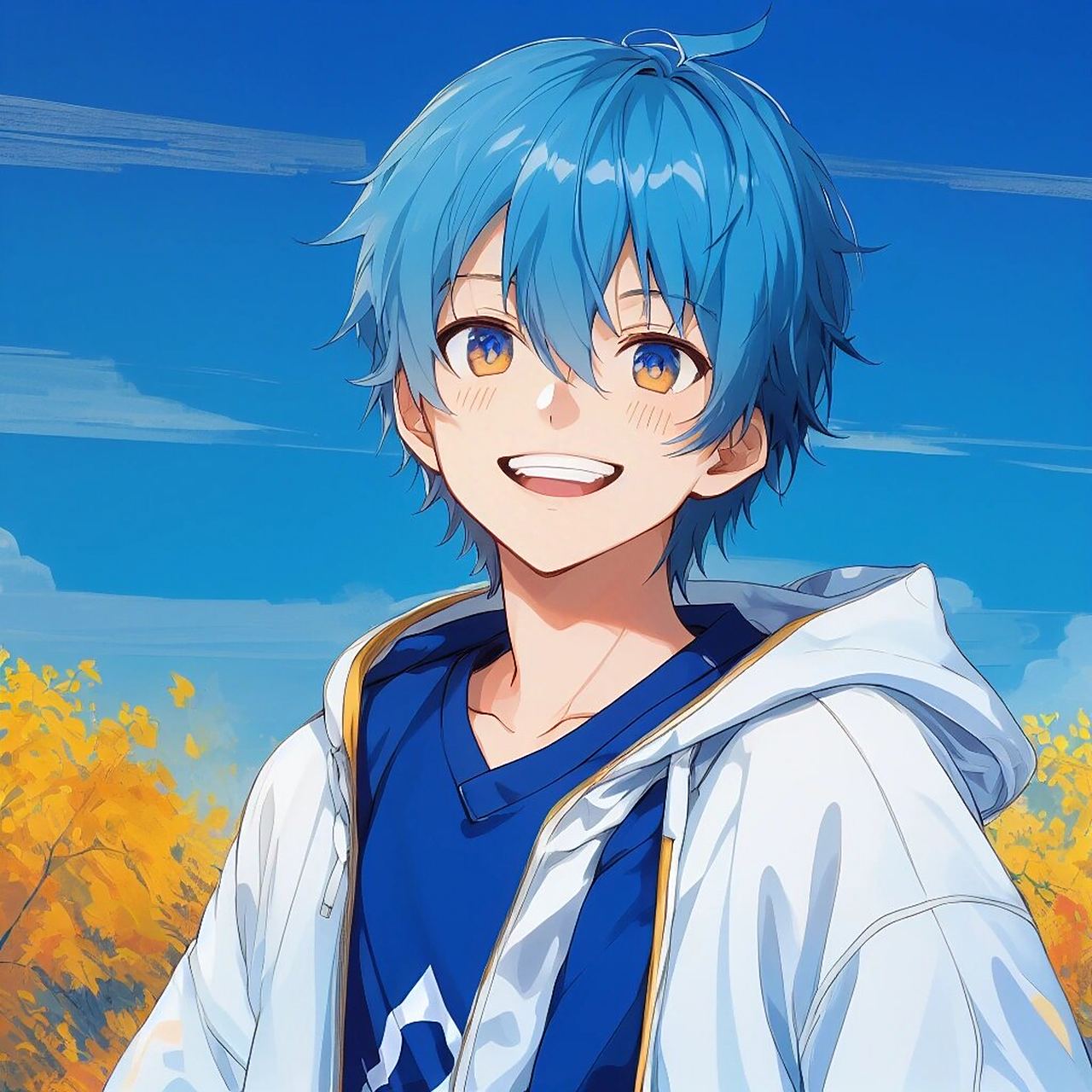 动漫男头蓝天(2)蓝发 蓝天白云下,有人习以为常,有人欣喜若狂