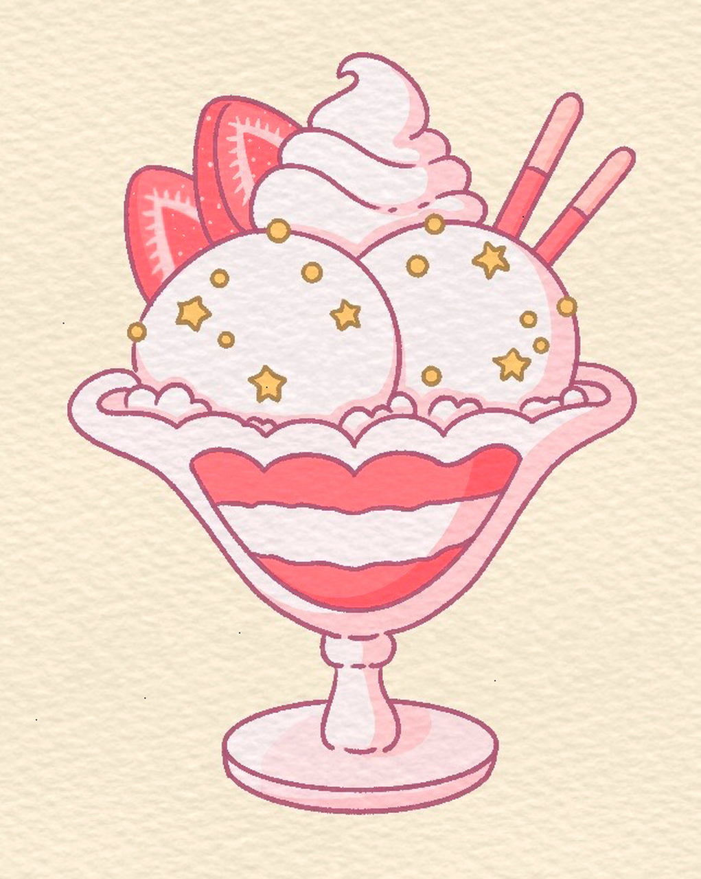 「简笔画」(100/90)草莓91冰淇淋92·内附步骤 今日份草莓91