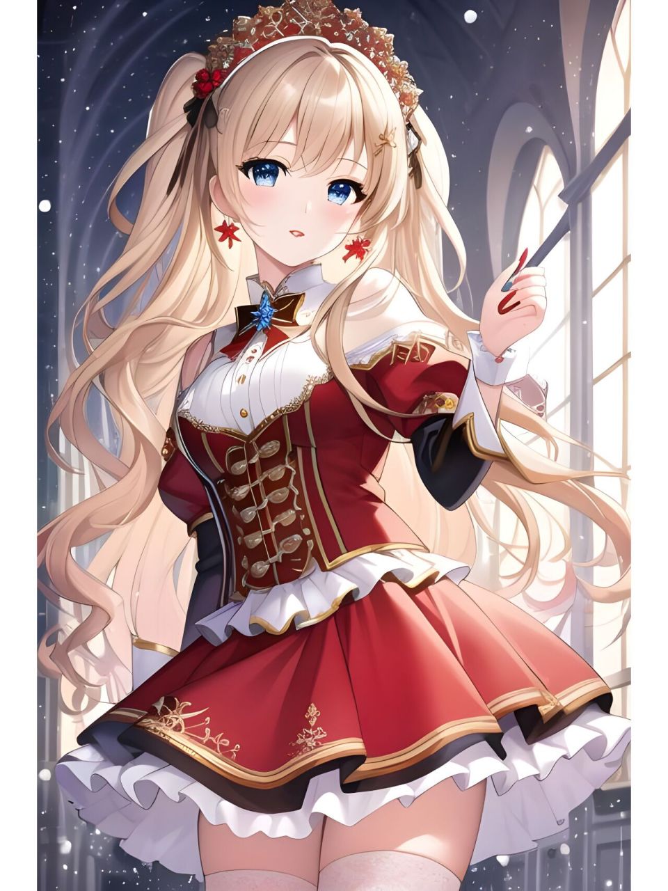 冬天雪地里的可爱甜美少女,动漫绘画二次元