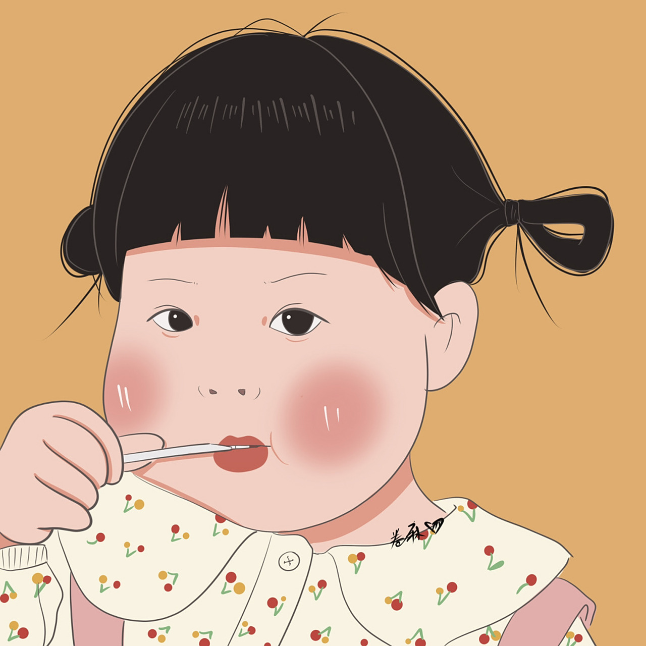 插画 | 头像 | 吃棒棒糖的小女孩 图片92二改92商用92去签名